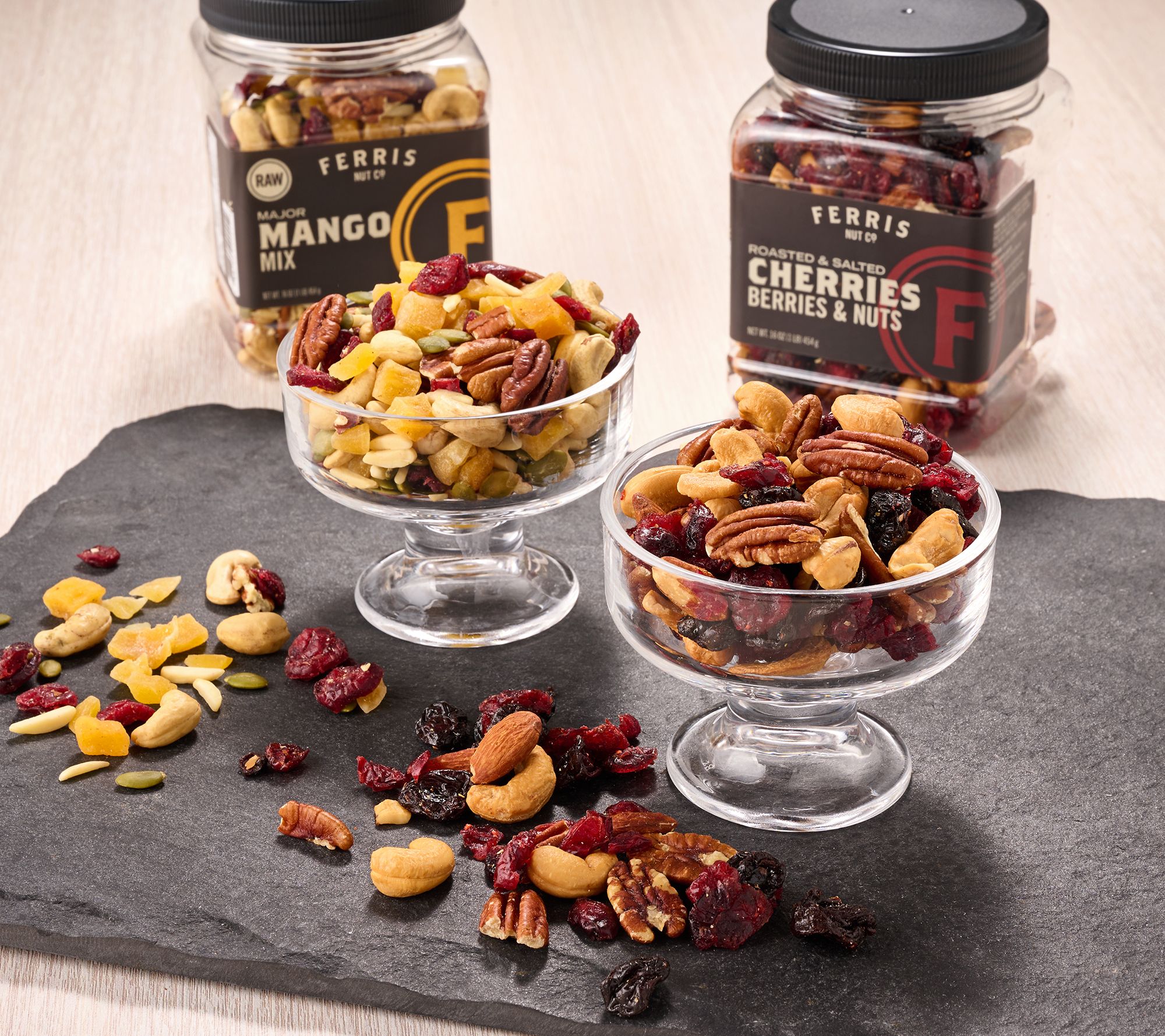 Ferris Nut Co. (2) 16-oz Jars of Fruit & Nut Mixes