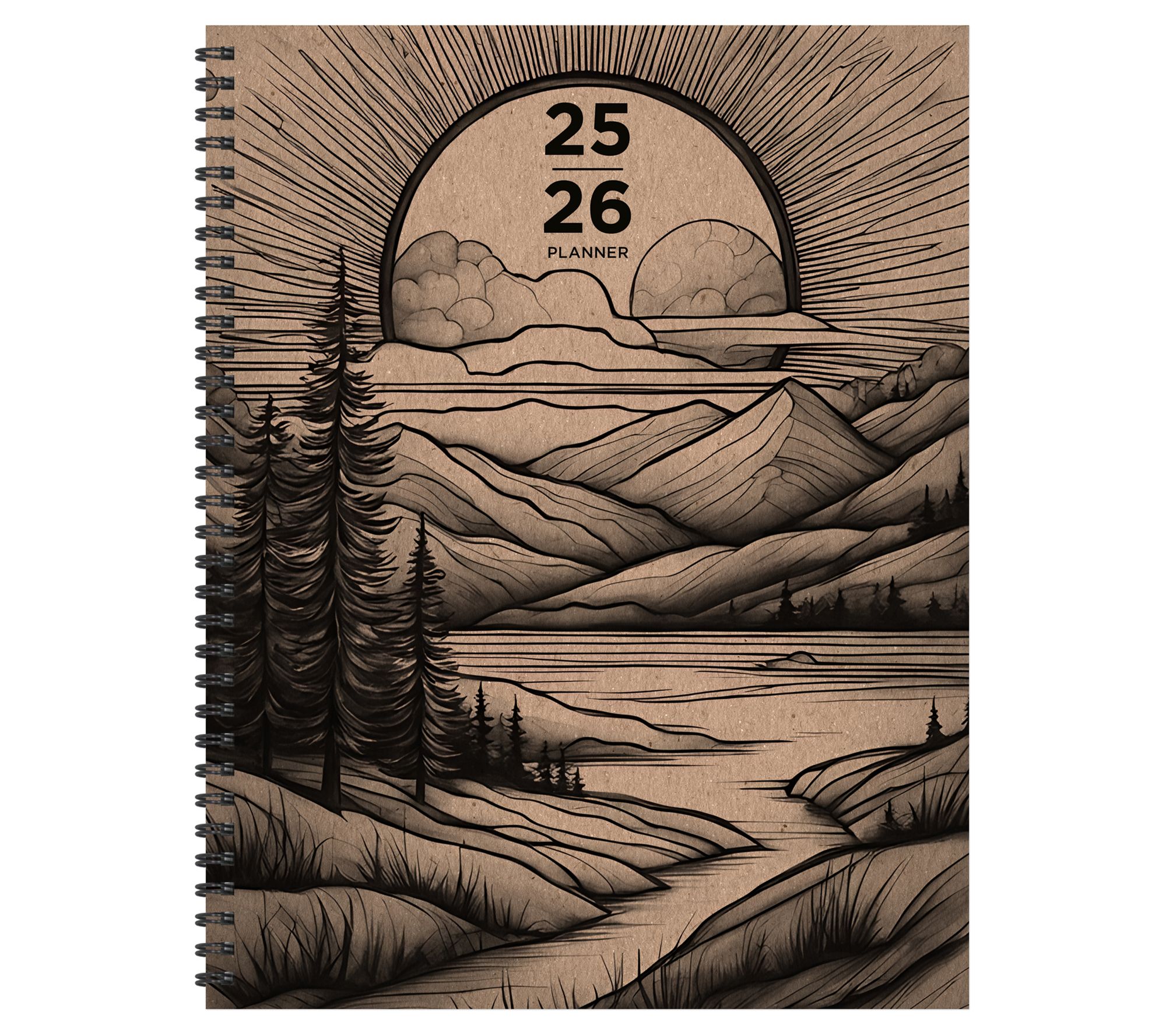 TF Publishing July 2025 - June 2026 Lrg W/M Planner - Woodcut
