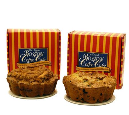 Boston Coffee Cake 2 Pack Cinnamon Walnut & Blueberry Cakes - QVC.com