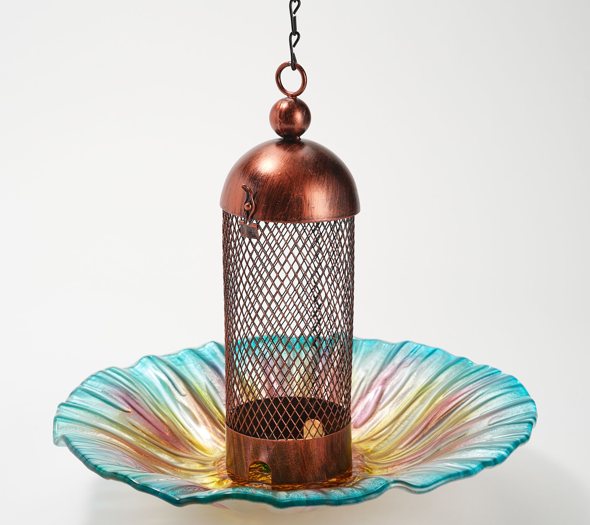 Ultimate Innovations Multi Colored Glass Metal Bird Feeder