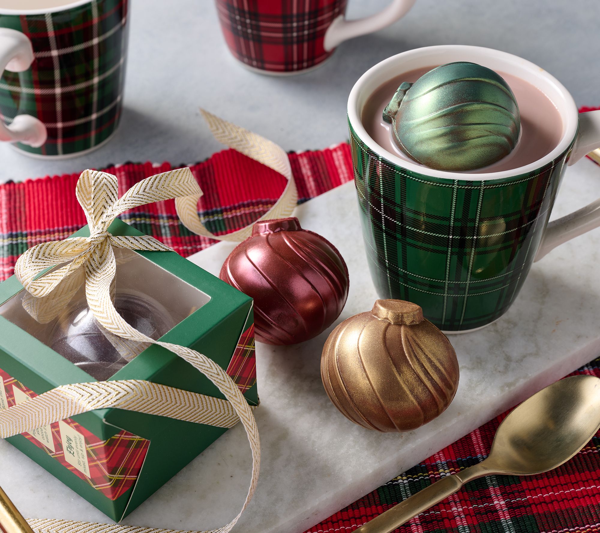 Cocolate Works (4) Hot Cocoa Ornament Bombs w/ Individual Gift Boxes