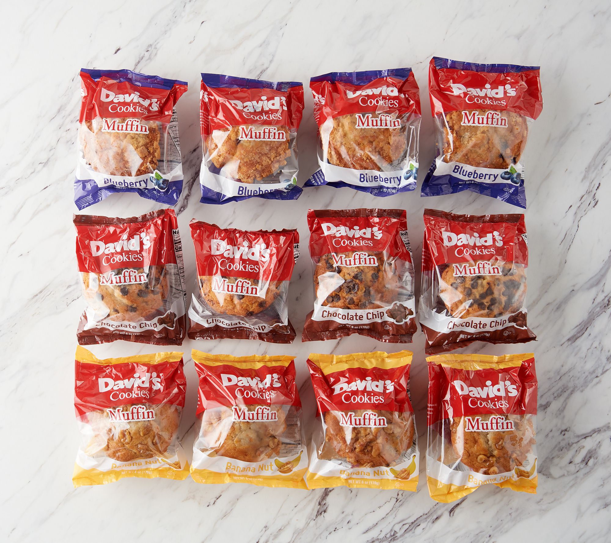 David's Cookies 12 Individually Wrapped Jumbo Muffins