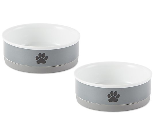 S/2 Design Imports Paw Print Ceramic Bowl Medium