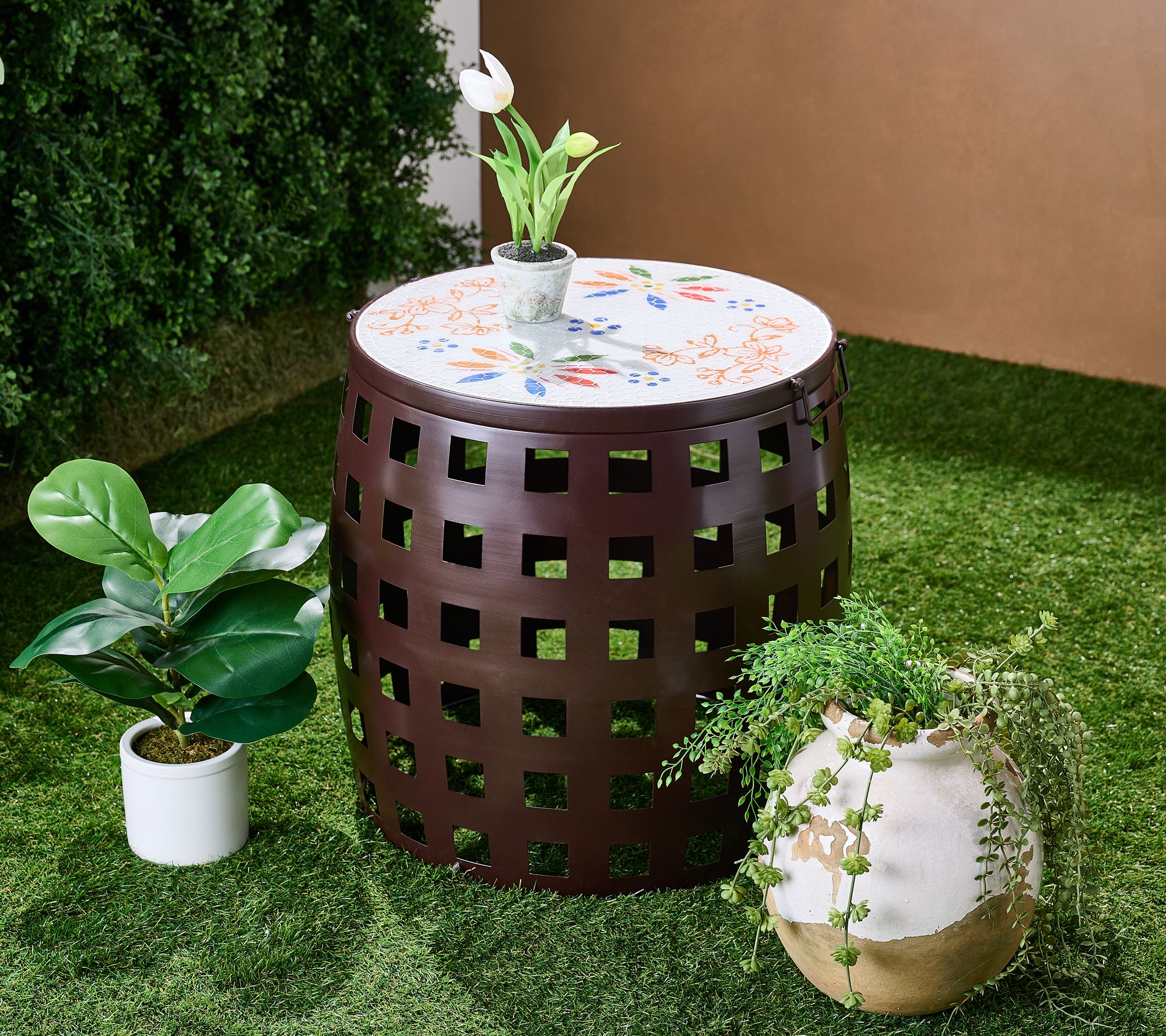 "As Is" Temp-tations Outdoors Mosaic Plant Stand Side Table