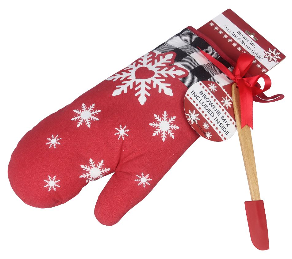 Young's Inc. Christmas Oven Mitt and 12-oz Brownie Mix