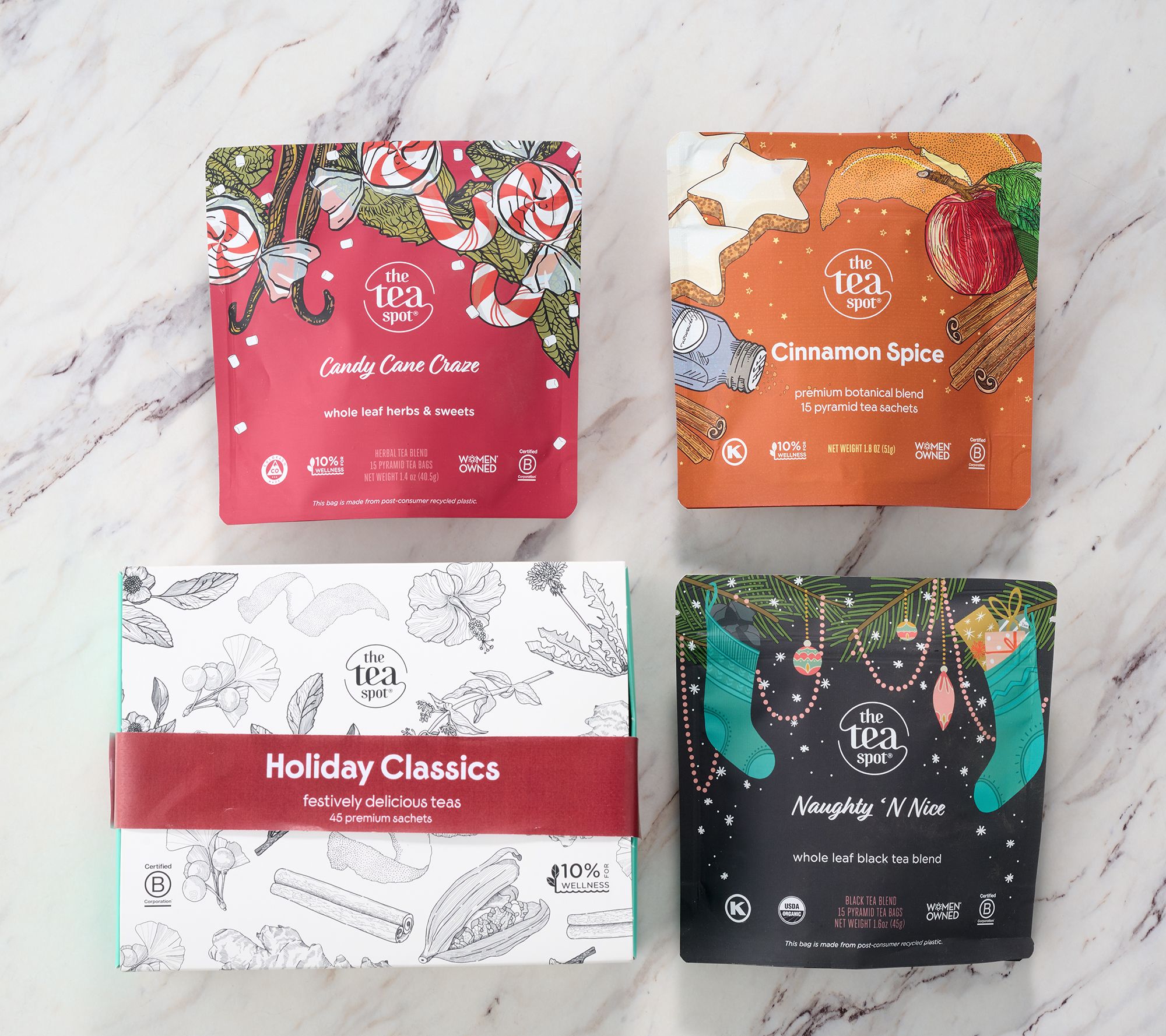 SH12/7 Tea Spot 45 Whole Leaf Pyramid Tea Sachets In Gift Box - QVC.com
