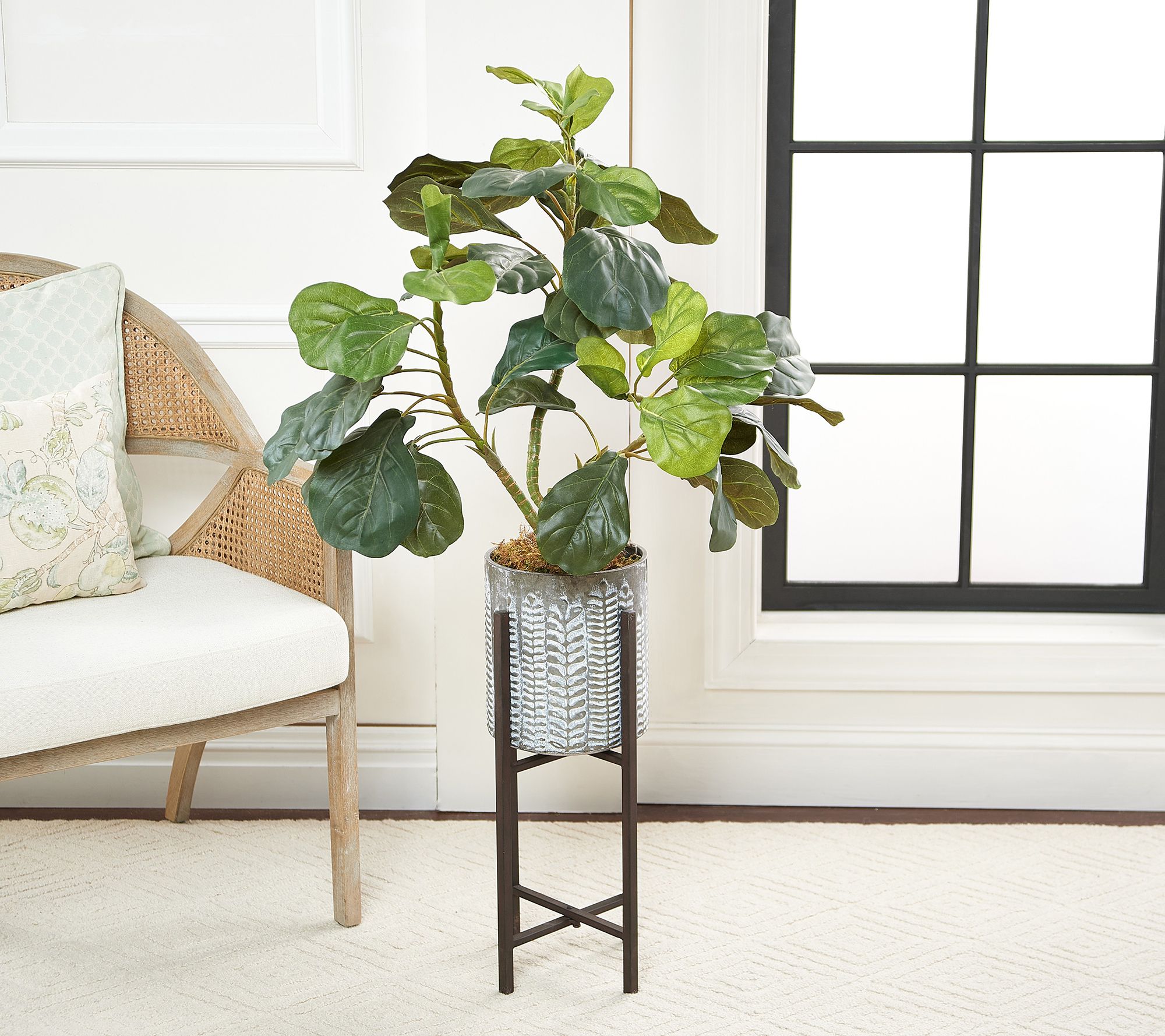 Barbara King 22.25" Embossed Galvanized Planter with Stand