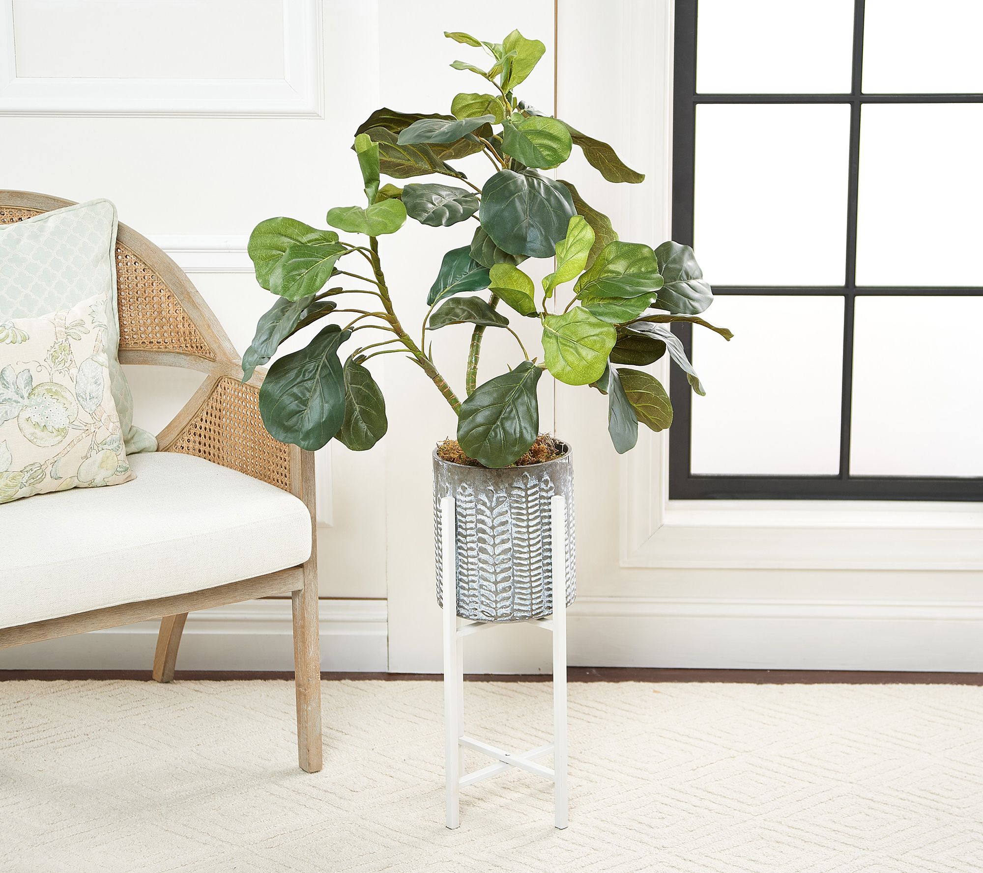 Barbara King 22.25" Embossed Galvanized Planter with Stand