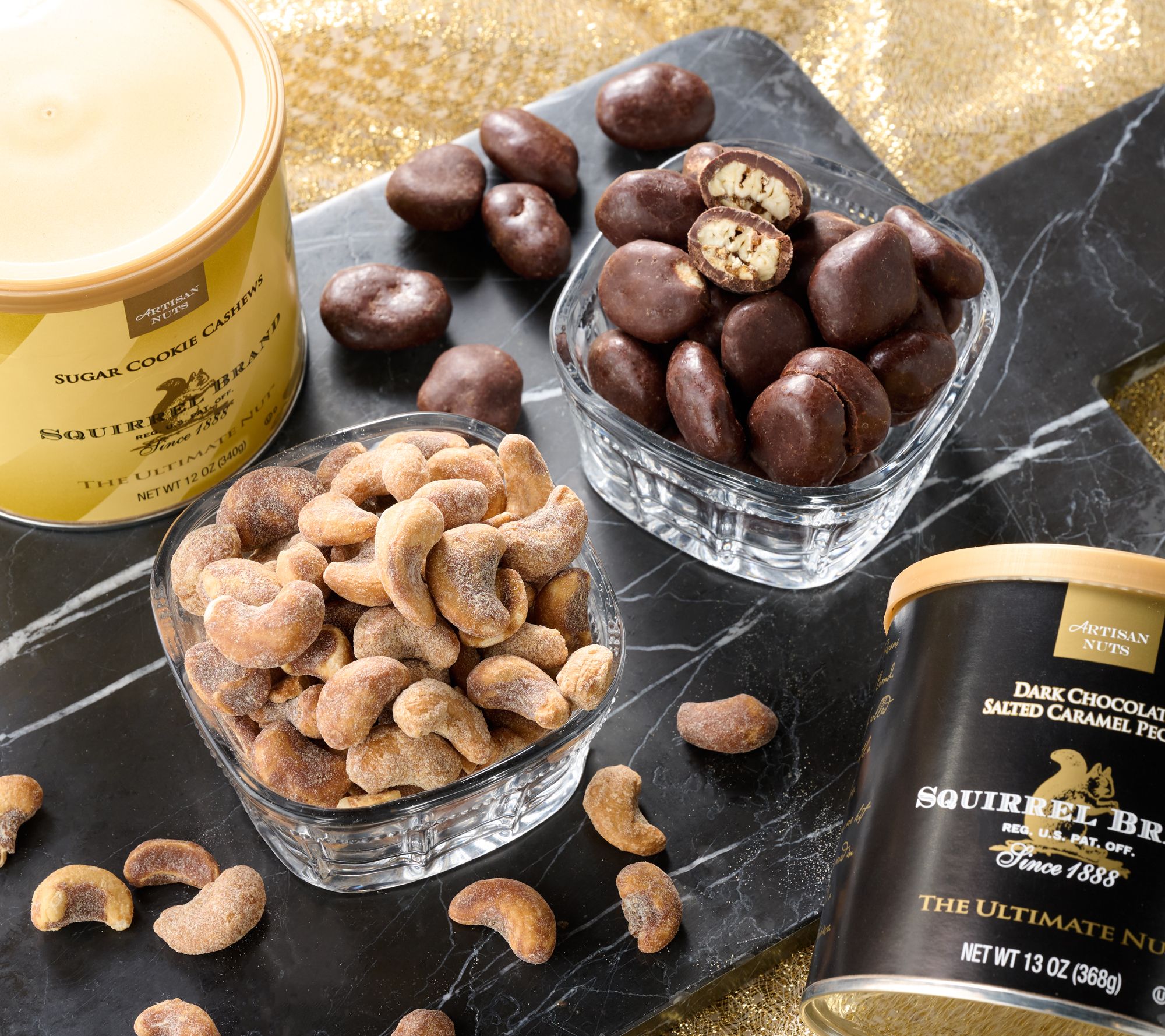 Squirrel Brand 2 Jars Sugar Cookie Cashews & Salted Caramel Pecans
