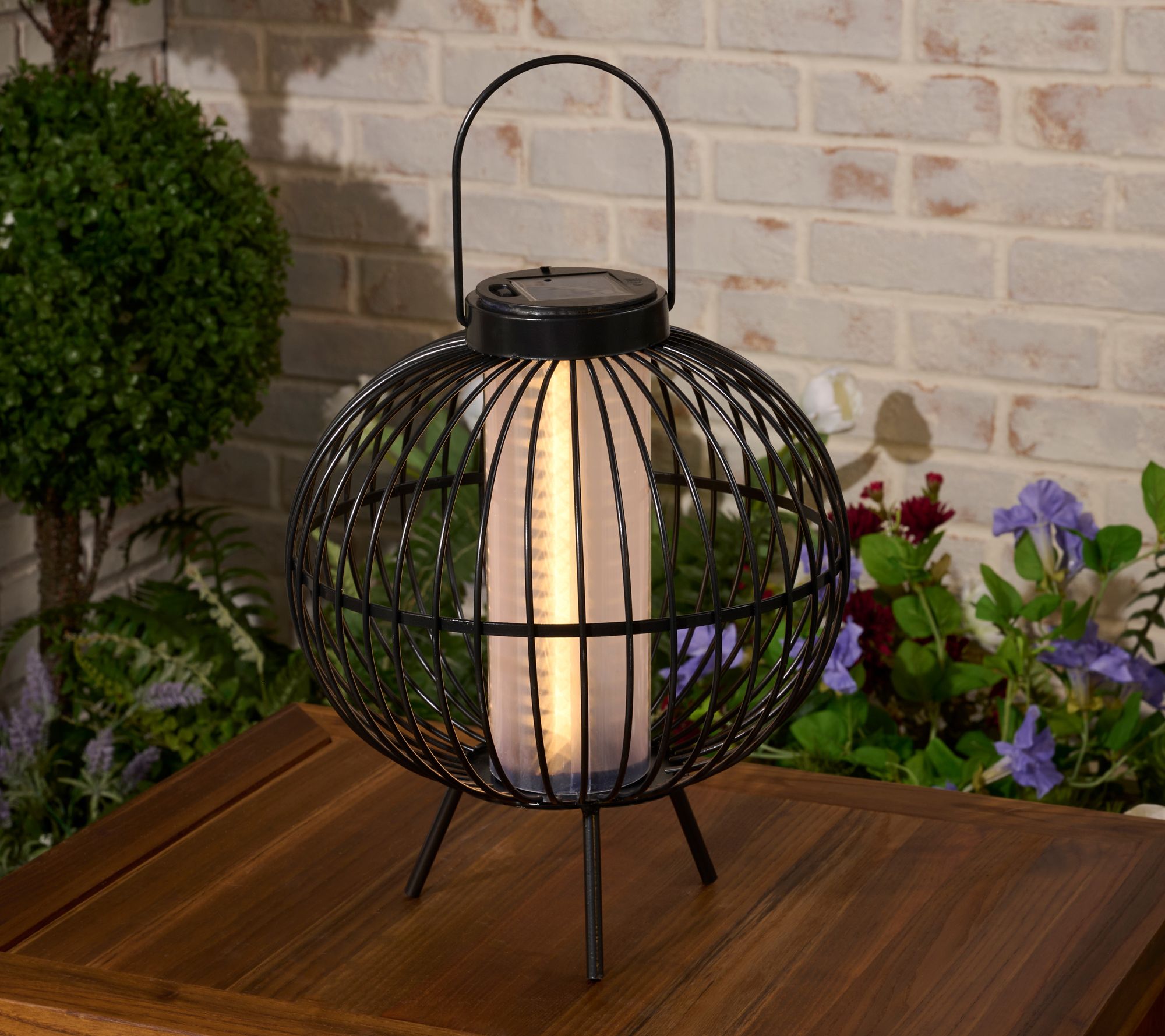 Lightscapes Outdoor Safe Solar Metal Lanten with Light Show