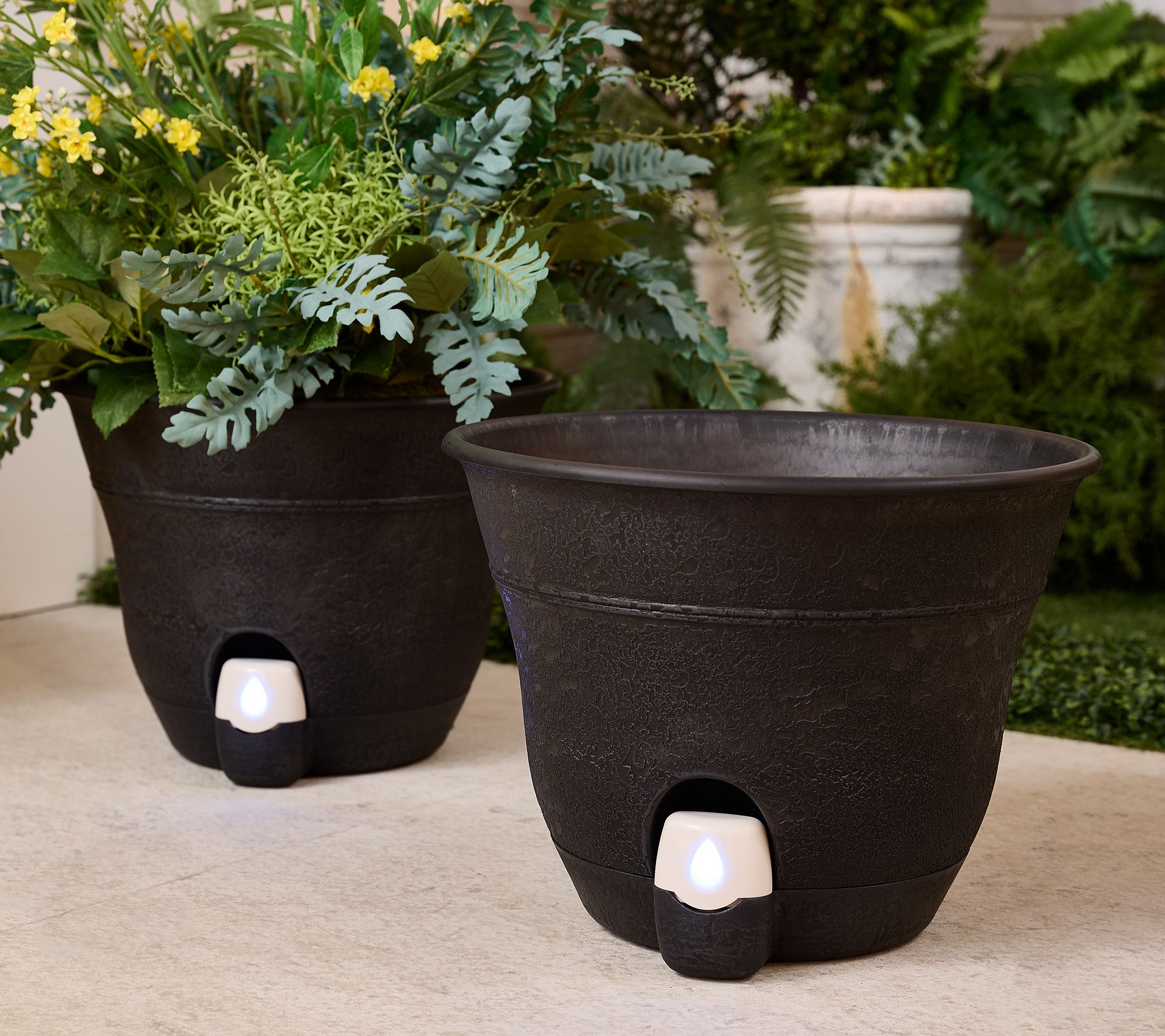 Bernini Set of 2 Firmastone 15" Self-Watering Smart Planters