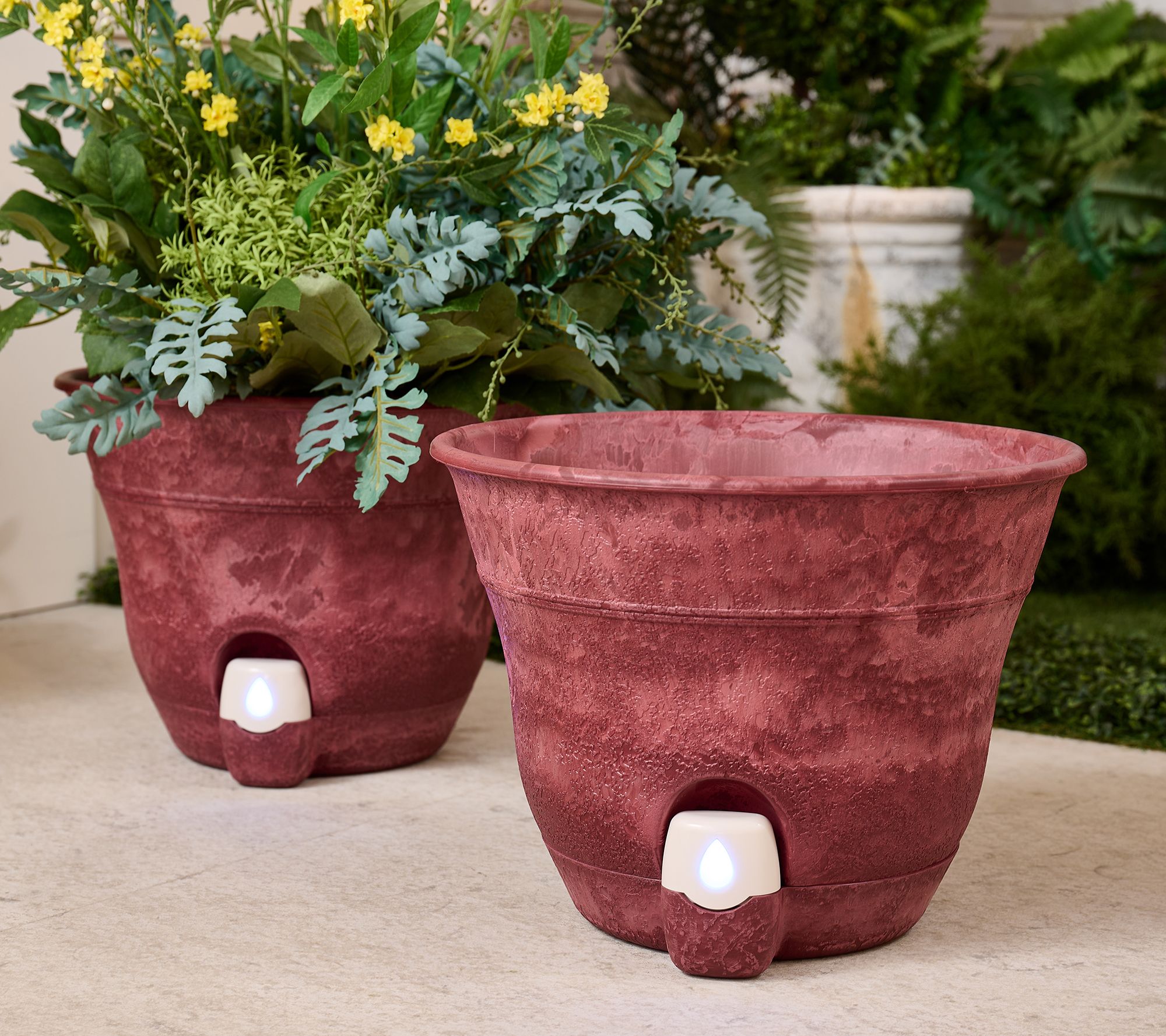 Bernini Set of 2 Firmastone 15" Self-Watering Smart Planters