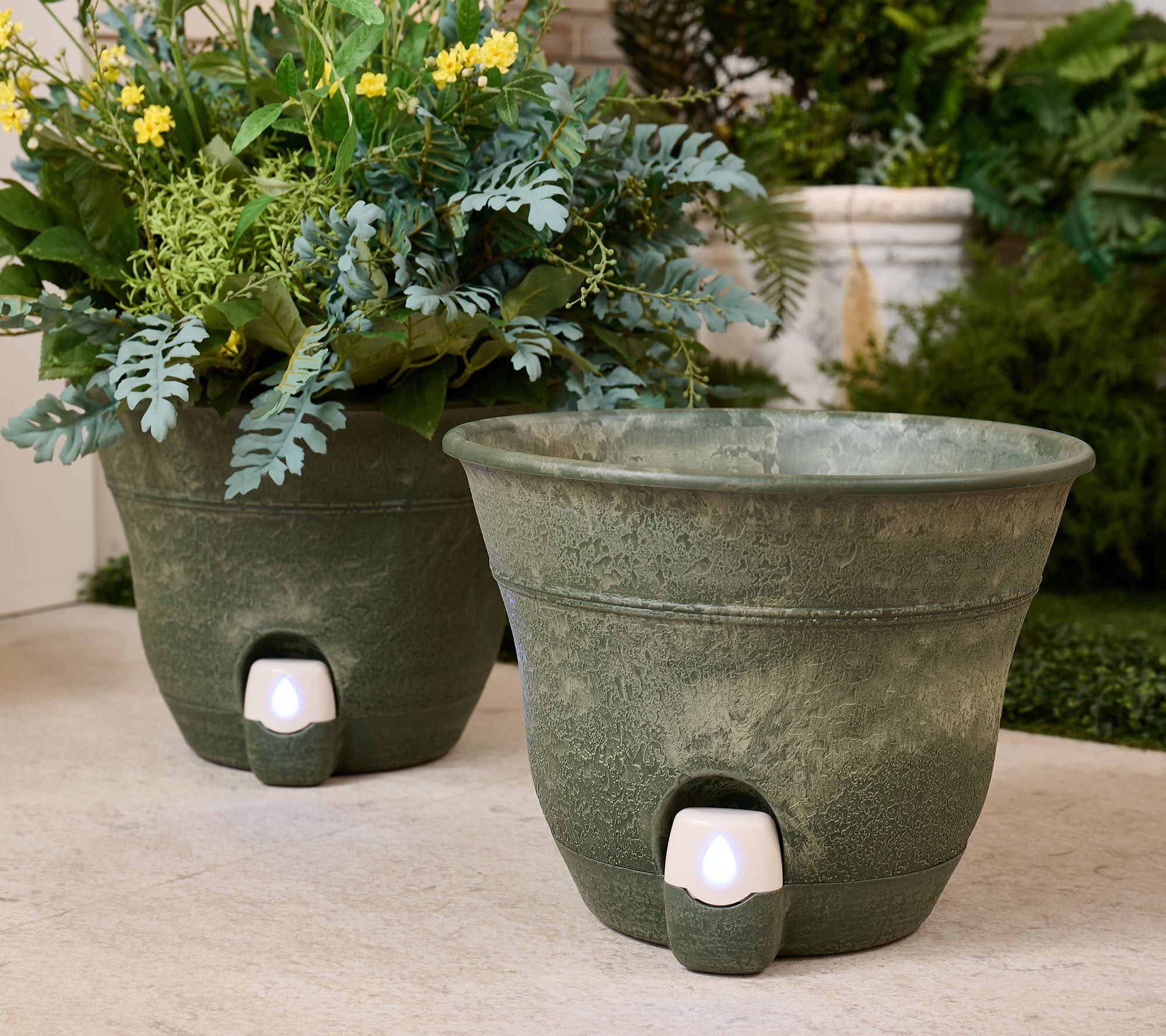 Bernini Set of 2 Firmastone 15" Self-Watering Smart Planters