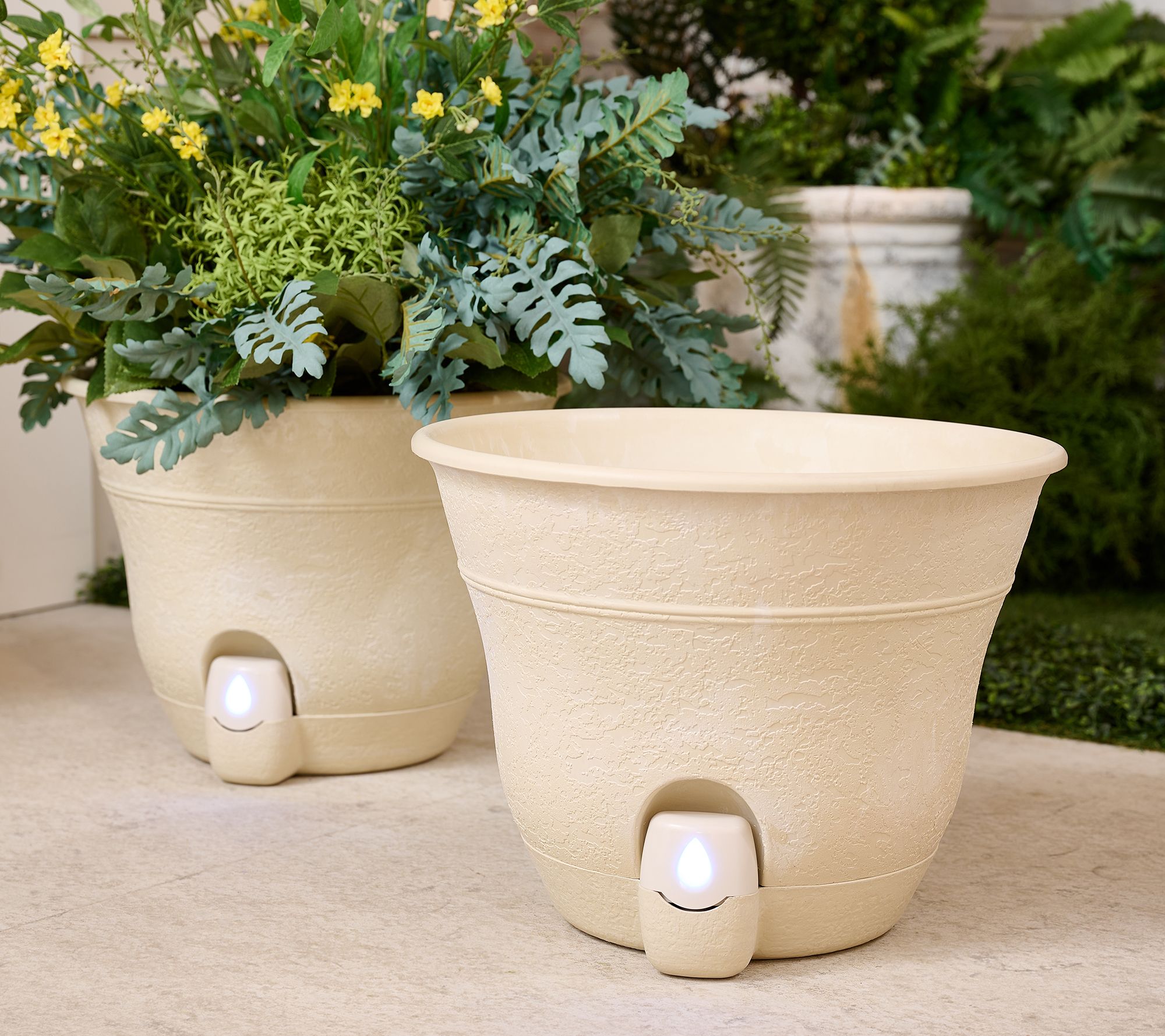 Bernini Set of 2 Firmastone 15" Self-Watering Smart Planters