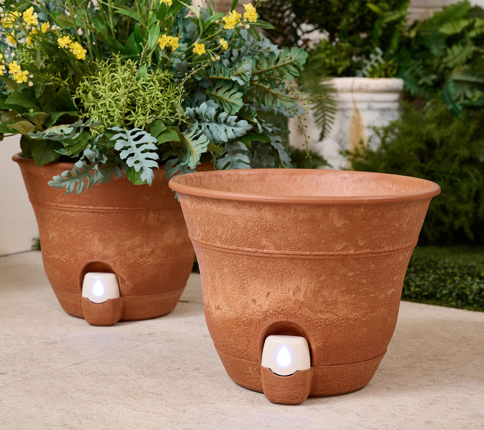 Bernini Set of 2 Firmastone 15" Self-Watering Smart Planters