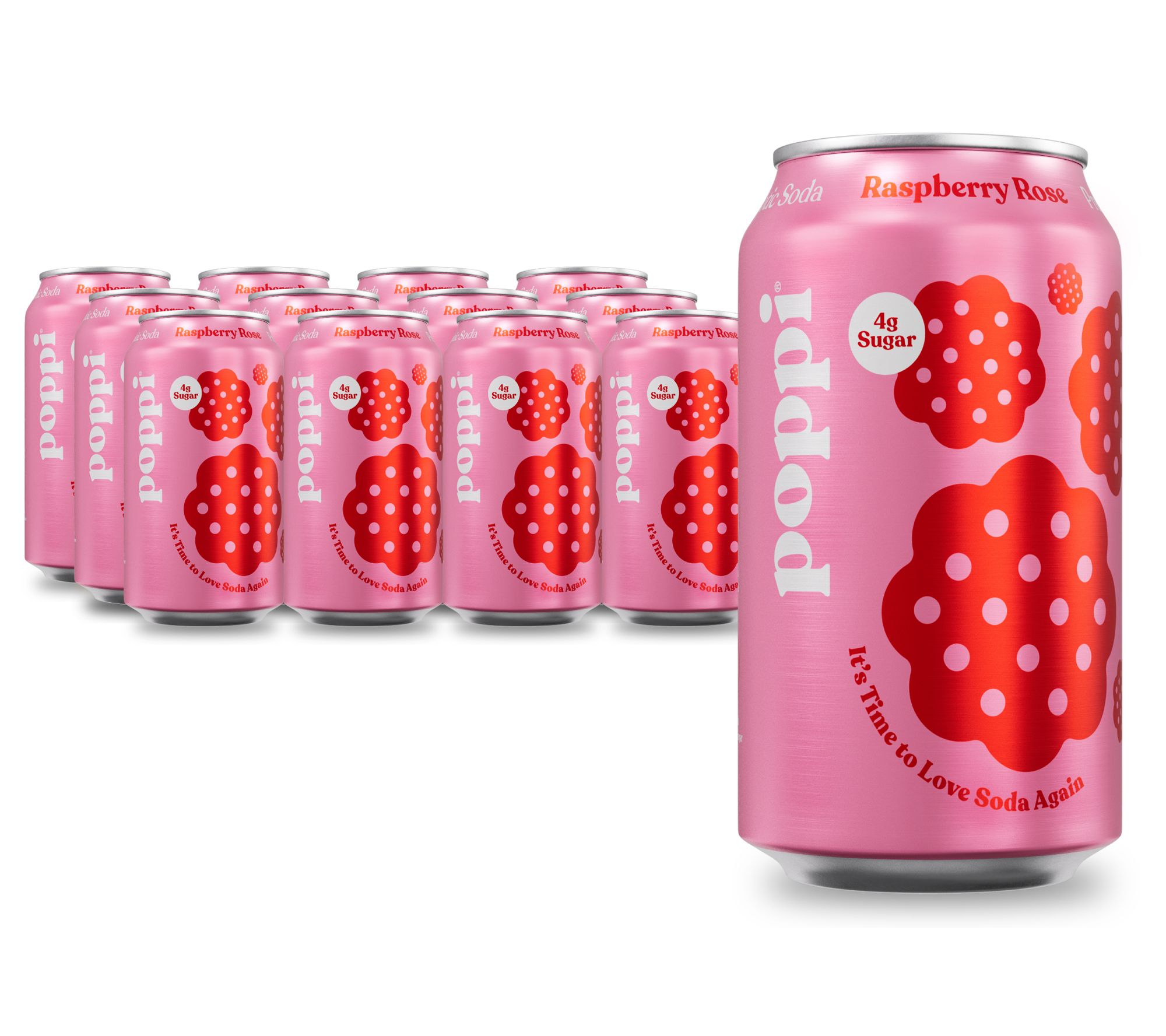 Poppi (12) 12-oz Cans Prebiotic Soda - Raspberry Rose