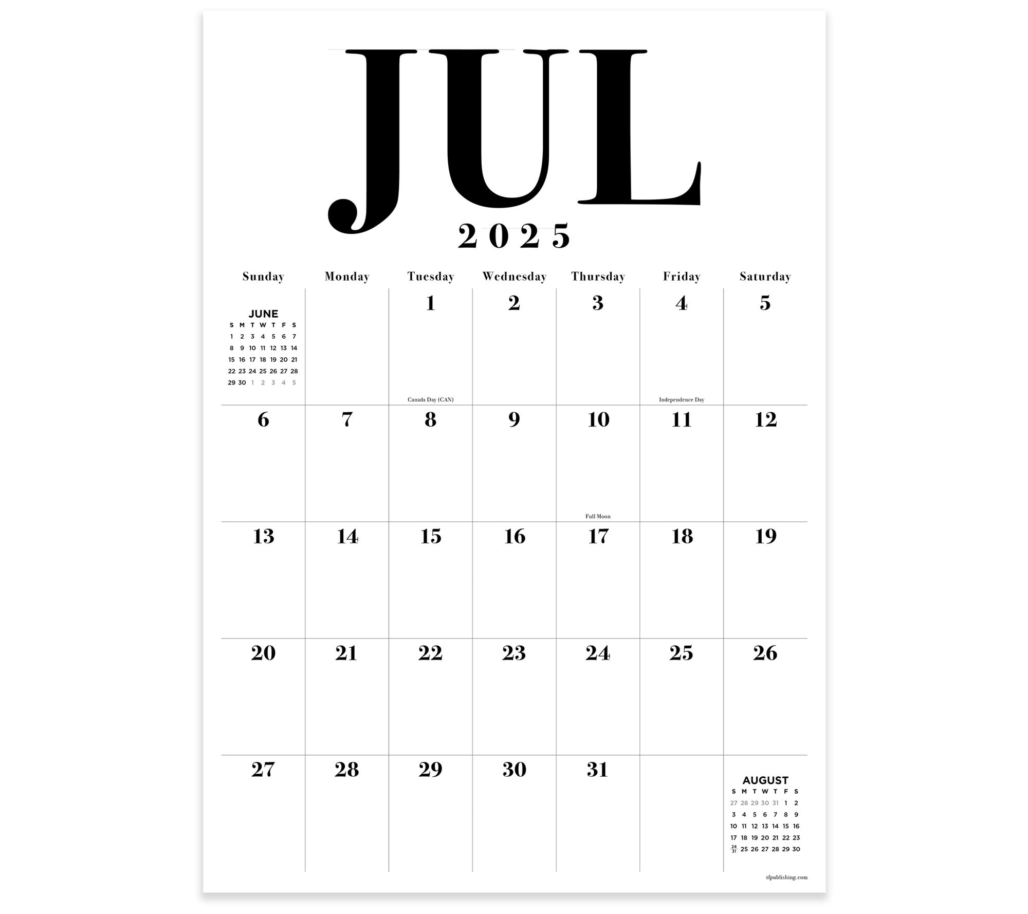 TF Publishing July 2025-June 2026 LRG Monthly Deskpad Calendar