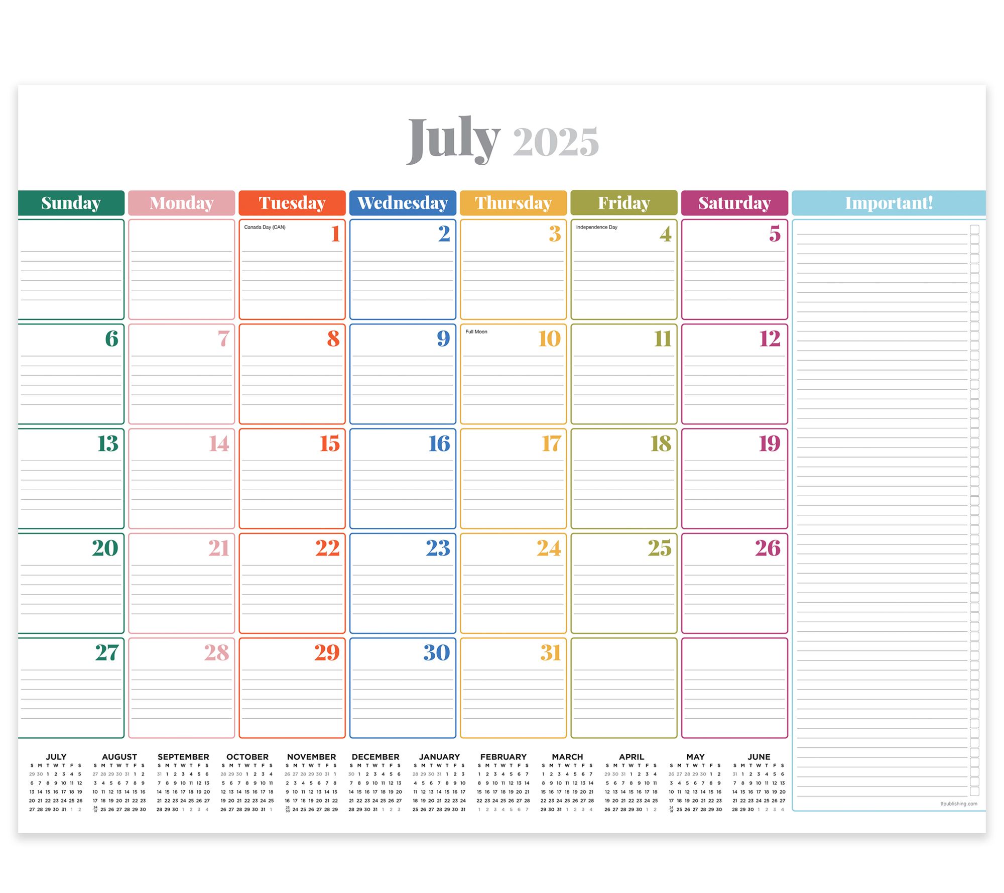 TF Publishing July 2025-June 2026 LRG Monthly Deskpad Calendar