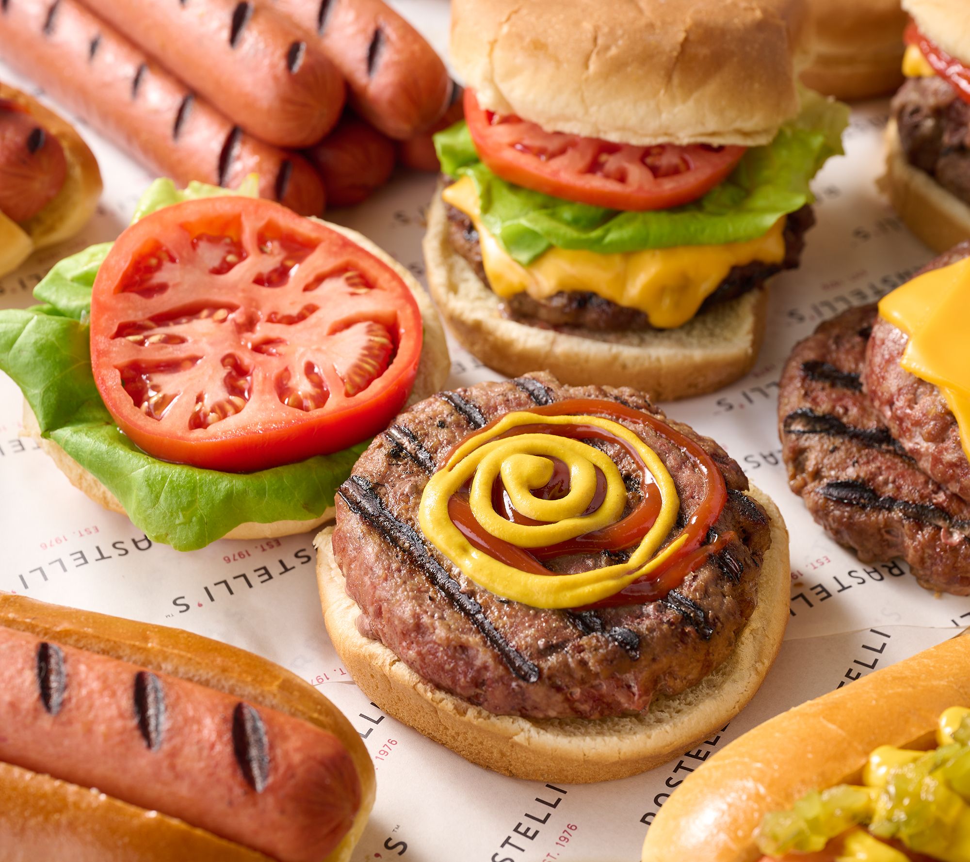 Rastelli's (10) 5.33-oz Burgers & (10) 3.2-oz Beef Hot Dogs