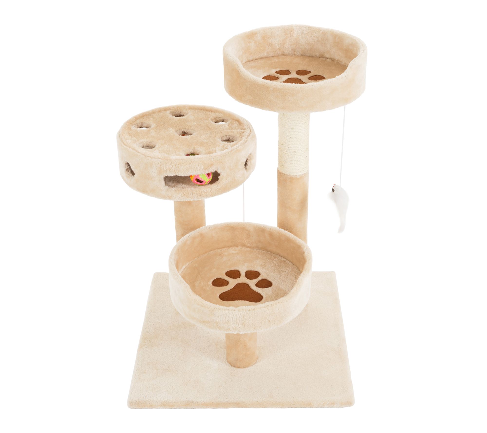 Petmaker 3-Tier Cat Tower Condo with Perches &Interactive Toy