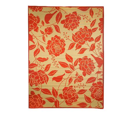 Barbara King Garden Peony 8x11 Reversible Outdoor Mat by PatioMats ...