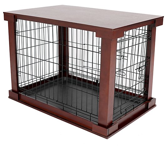 Pet Cage with Crate Cover, Mahogany, Large