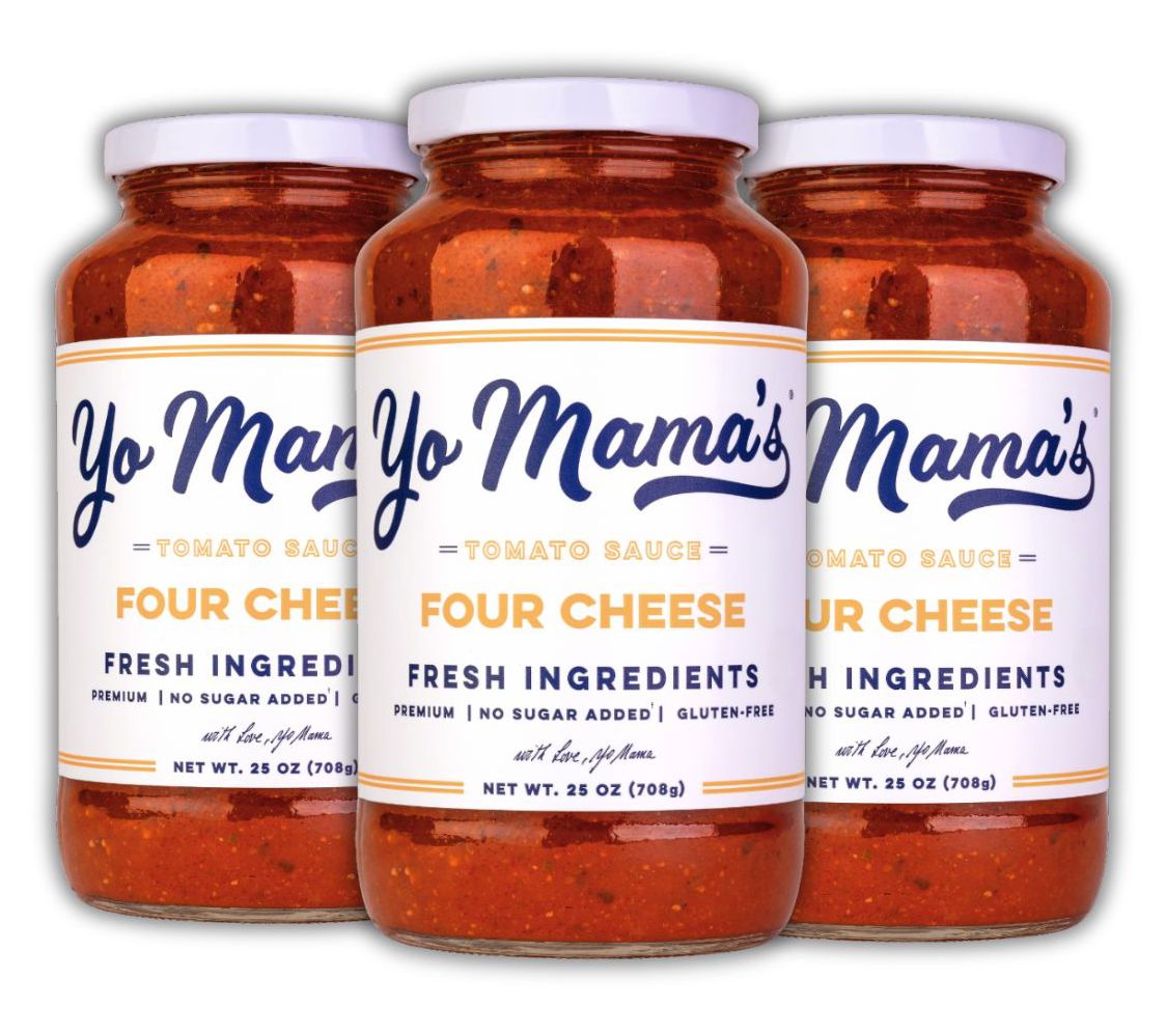Yo Mama's Foods (3) 25oz Jars Four Cheese PastaSauce