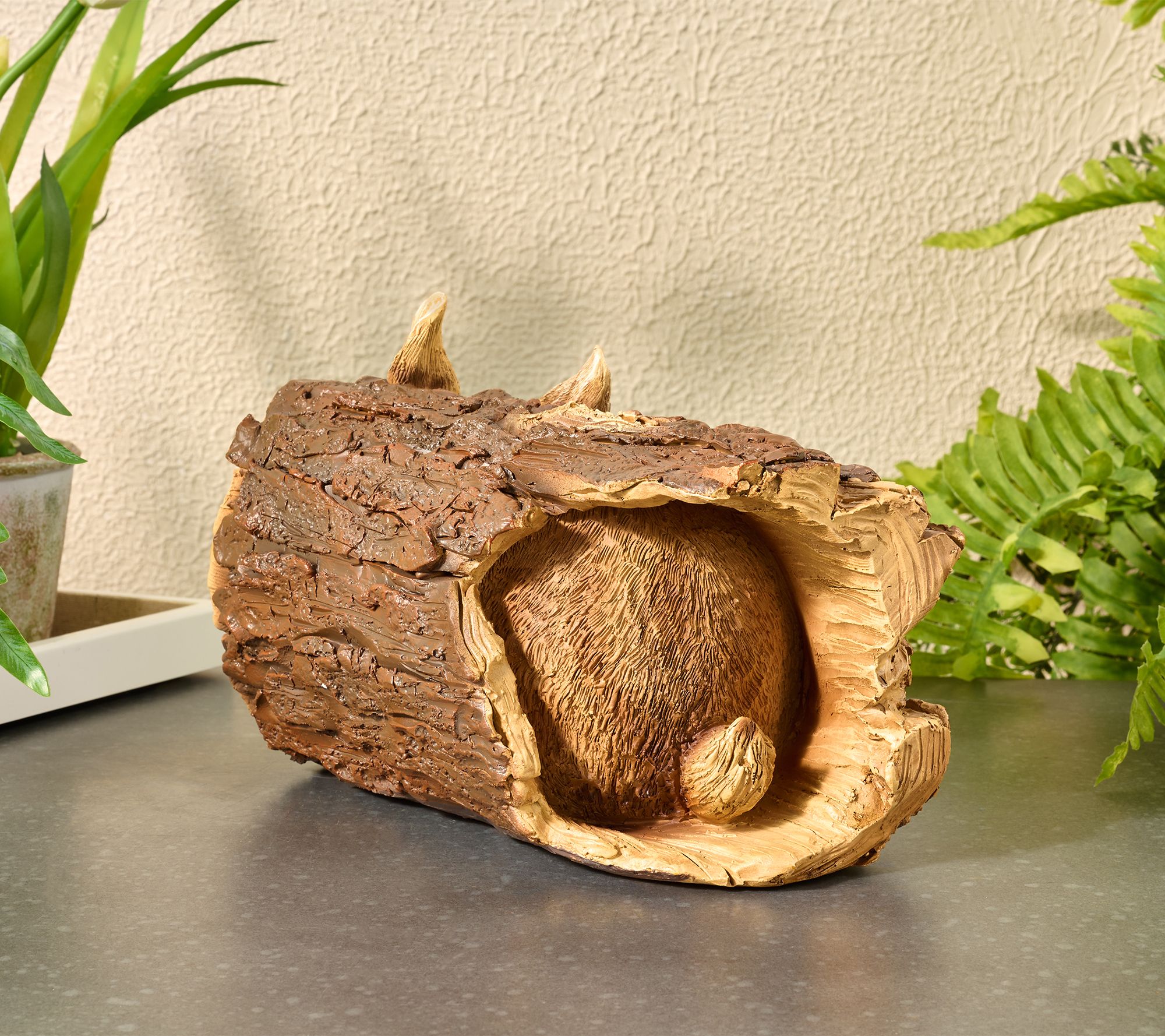 Timber Tails Woodland Animal in Tree Trunk Garden Statue