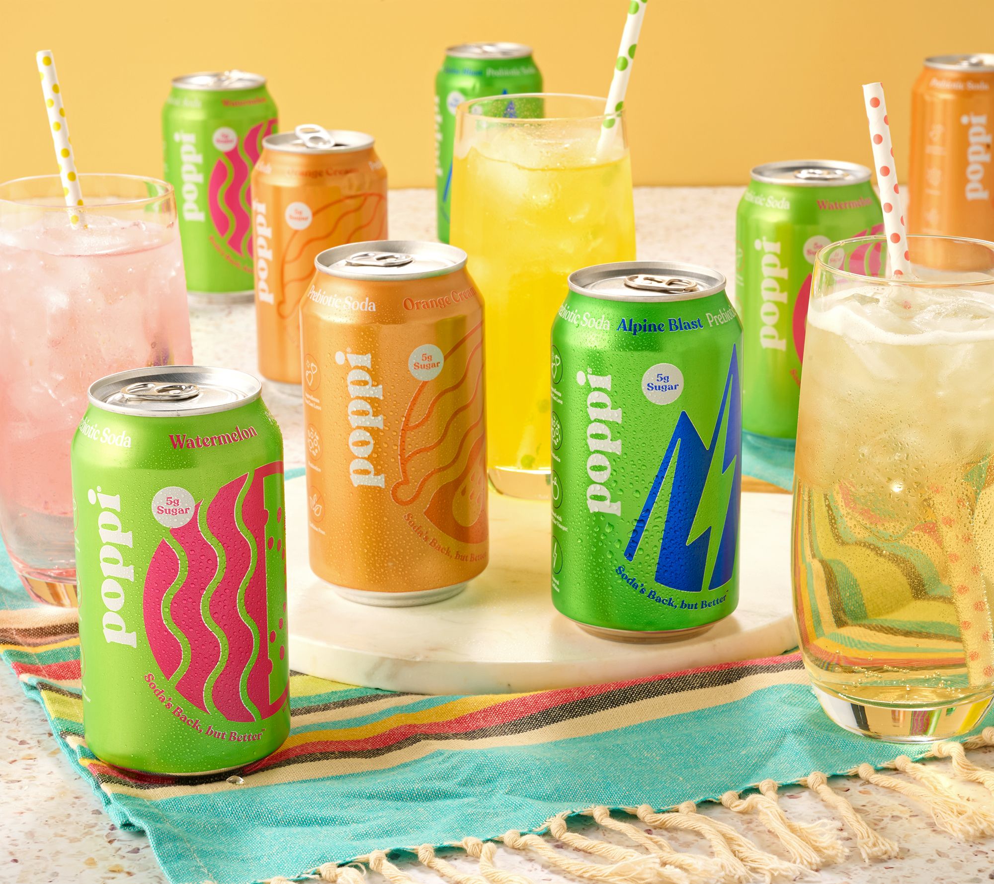 Poppi (12) 12-oz Cans 5g Sugar Soda Spring Fruit Variety
