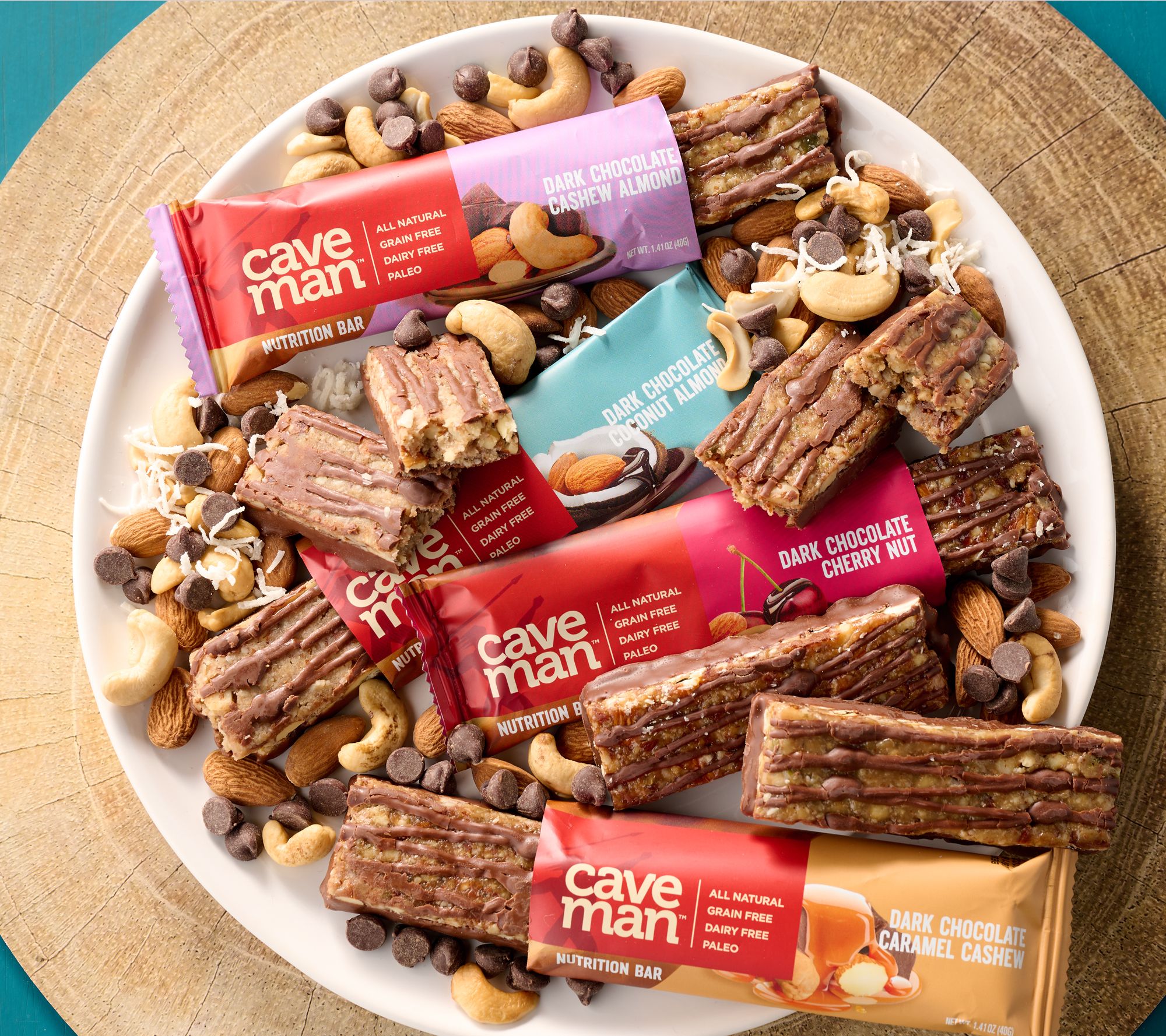 Caveman 24 Chocolate & Nut Nutrition Bars Variety Pack