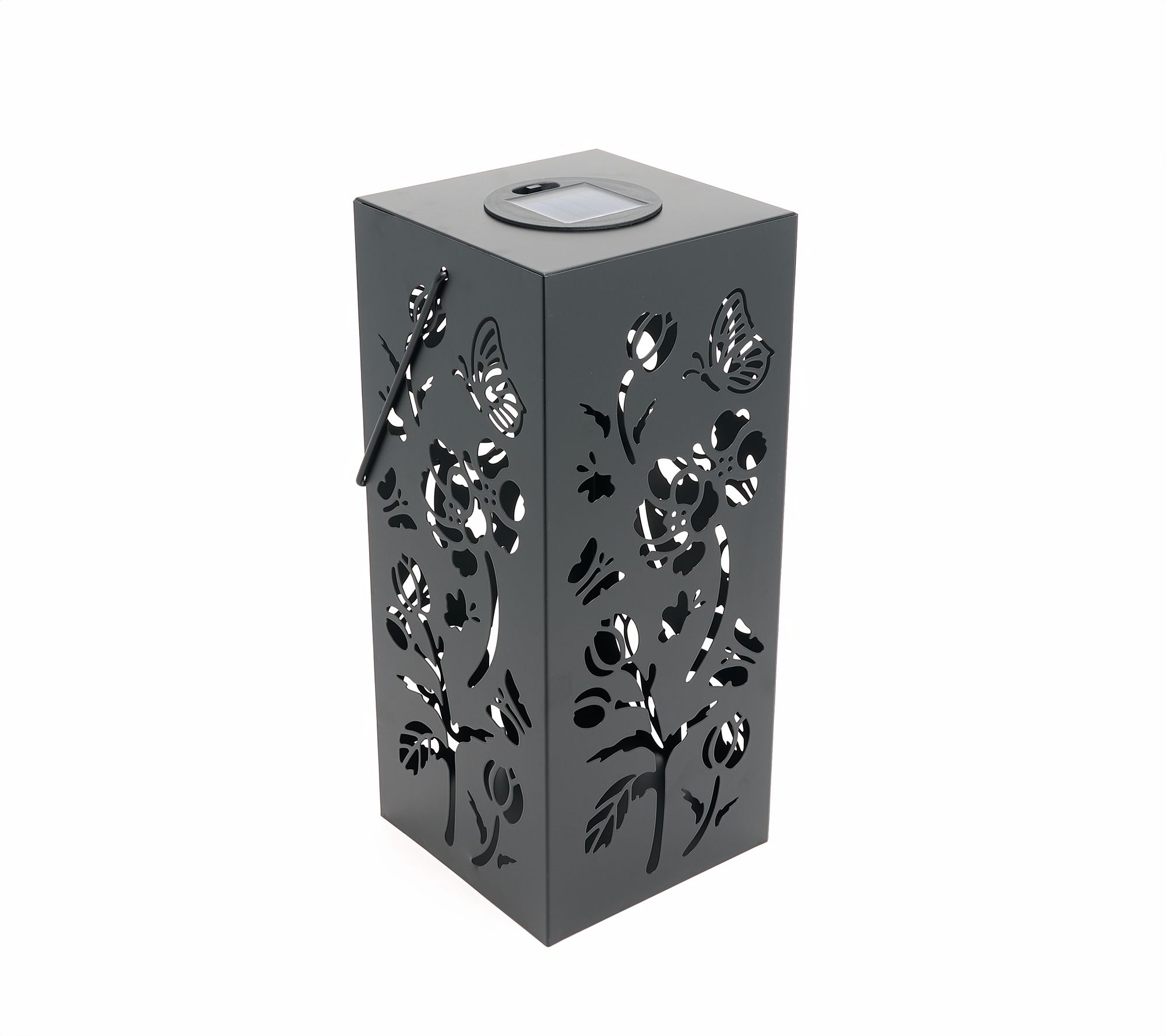 Garden Reflections Single Solar Lantern with Floral Design
