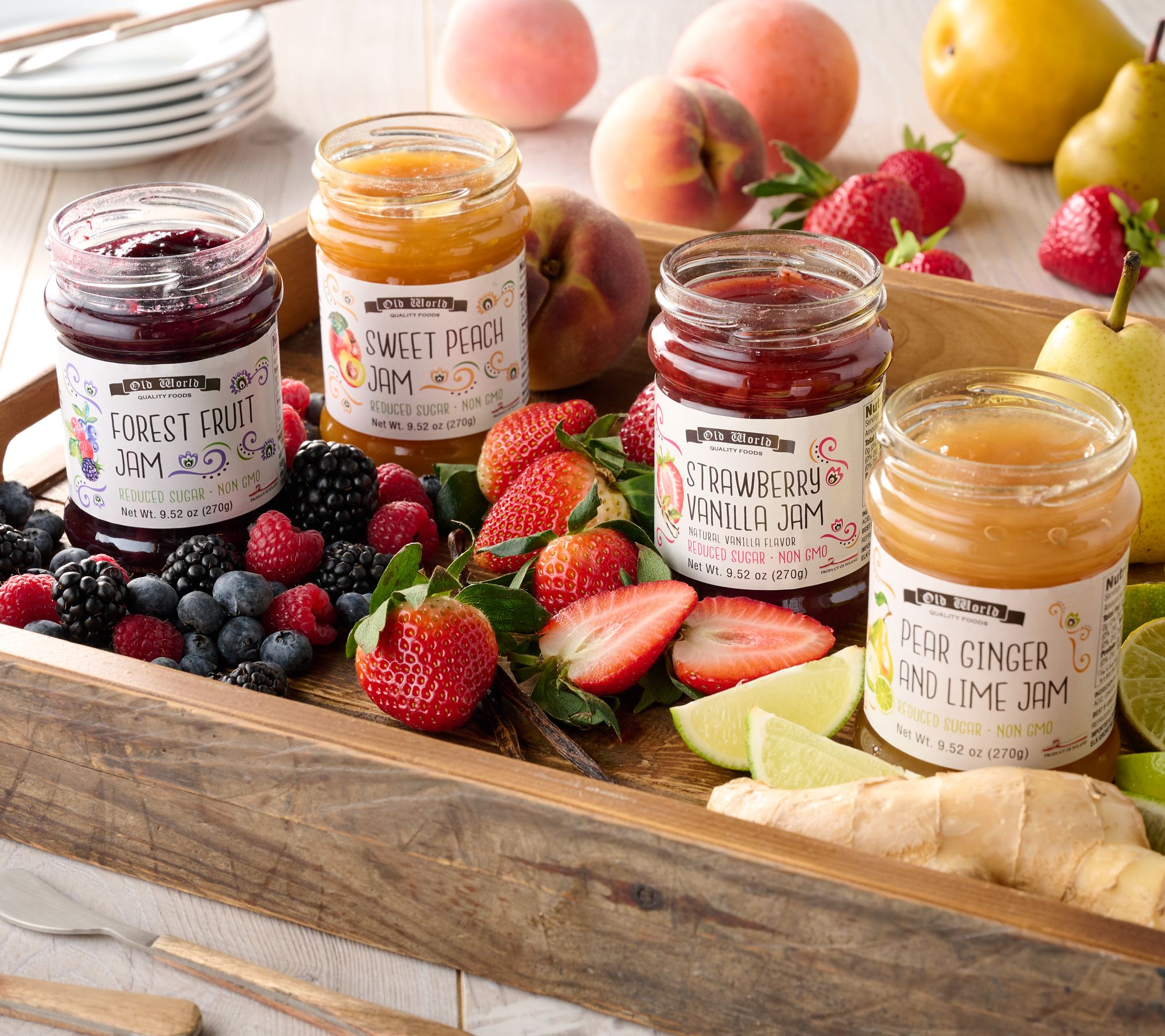 Old World Quality Foods (4) 9.5 oz. Jars of Gourmet Fruit Jam