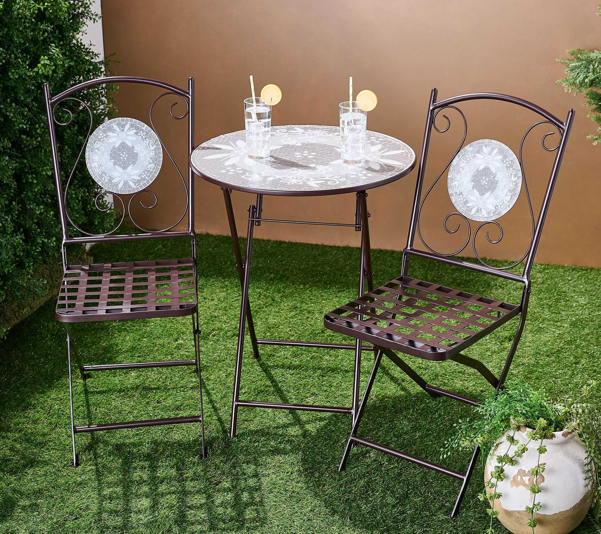 Temp-tations Outdoors 3-Piece Mosaic Bistro Table & Chairs Set