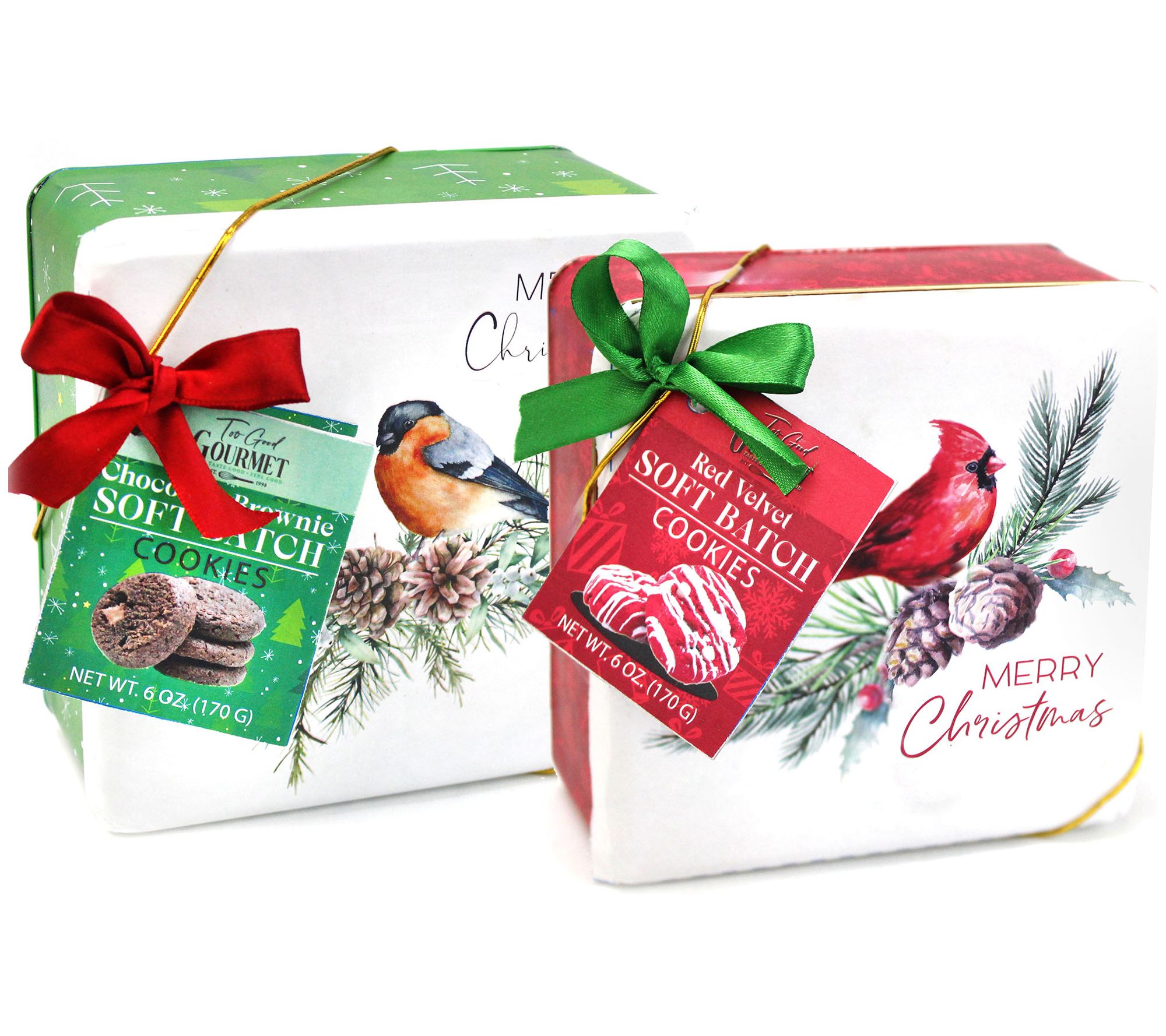 SH12/9 Too Good Gourmet Set of (2)Holiday Birds Cookie Tins