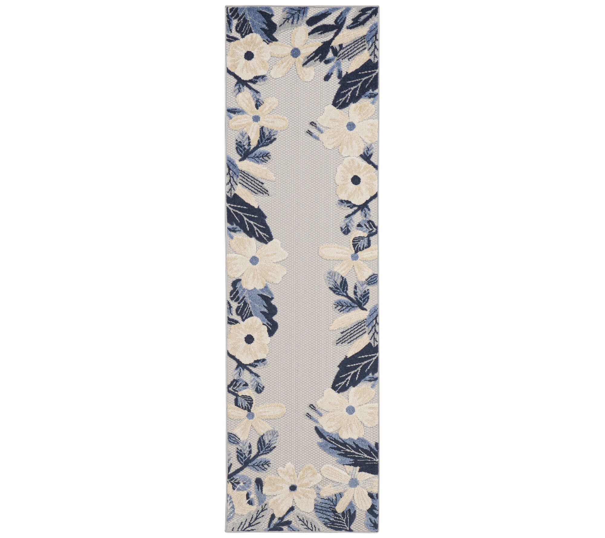 Nourison Home Modern Floral Border Indoor/ Outdoor 2.2 x 7.6 Rug