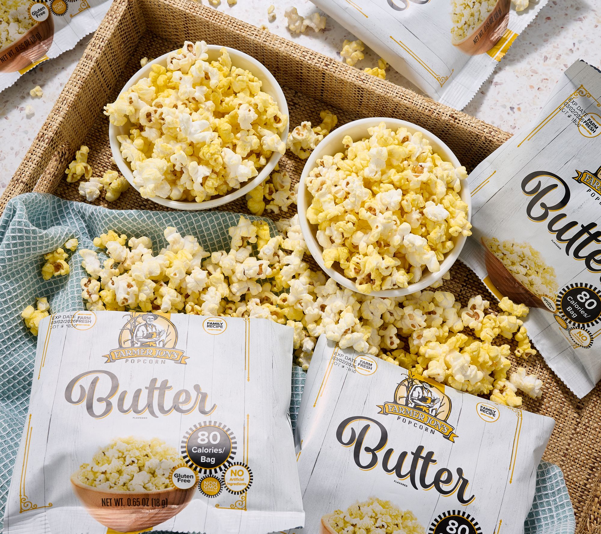 Farmer Jon's (20) Bags Single Serve Popped Butter Popcorn