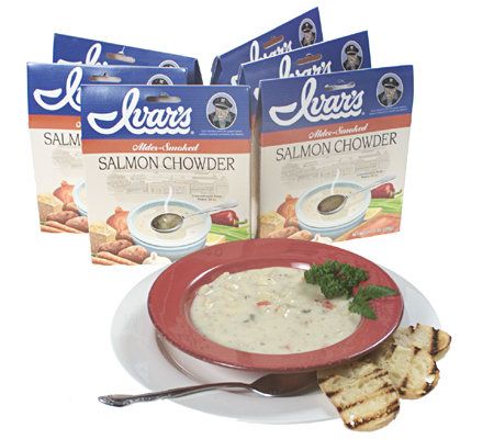 Ivar's (6)12oz Alder Smoked Salmon Chowder - QVC.com