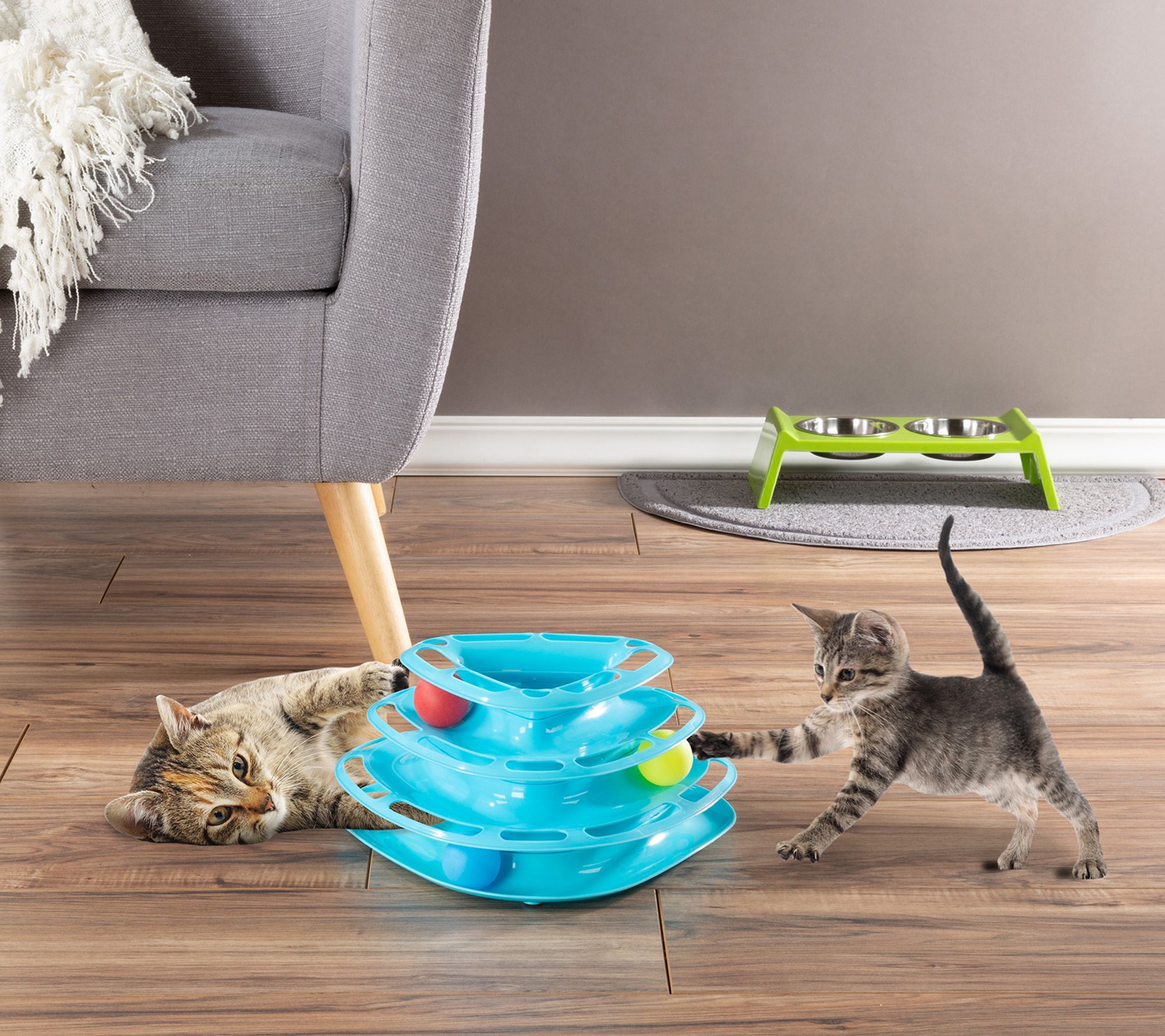 Pet Adobe Ball Track Tower Cat Toy 3Level