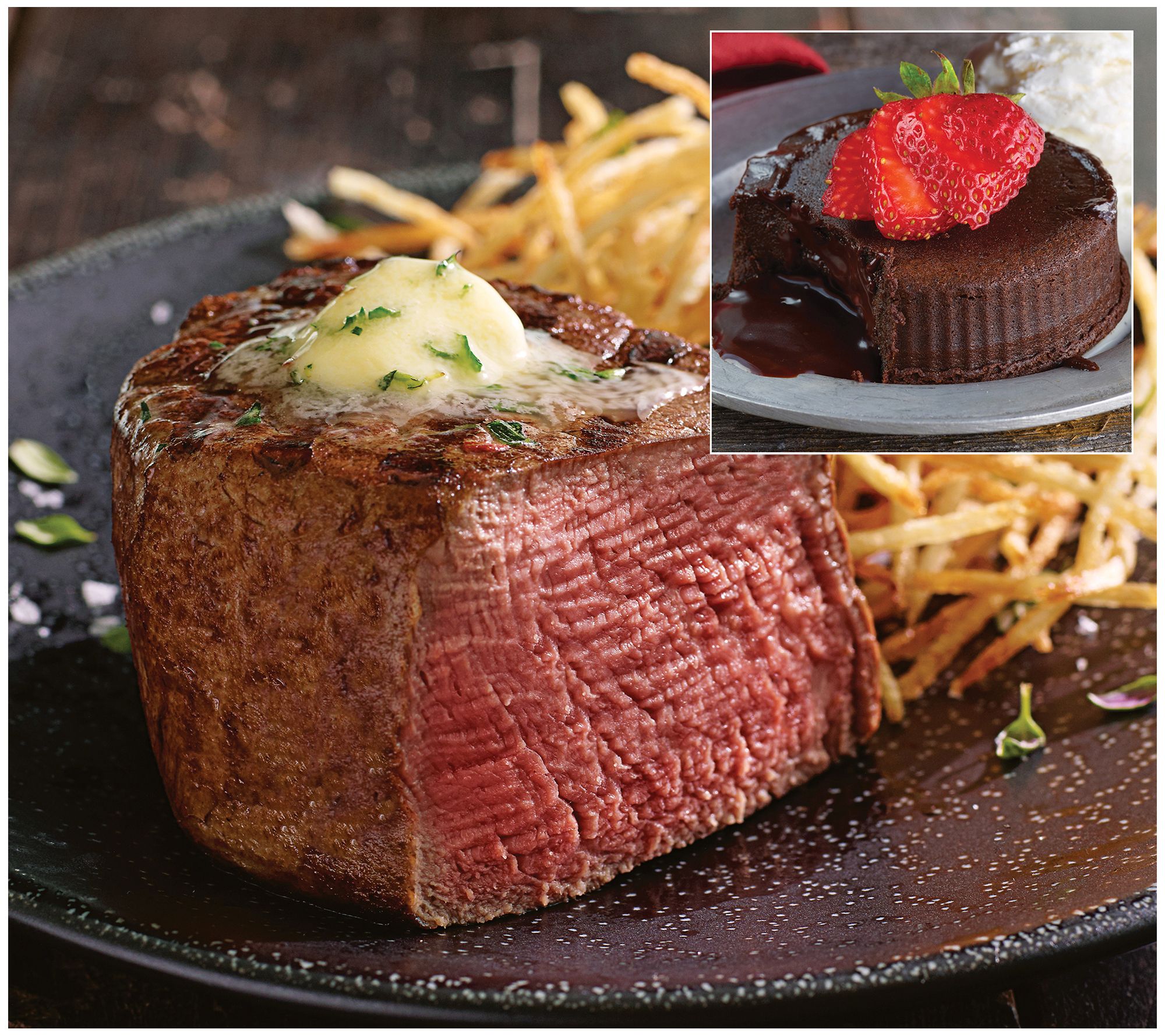 Kansas City (2) 6oz Filet Mignon & (4) Choc Trufle Lava Cakes