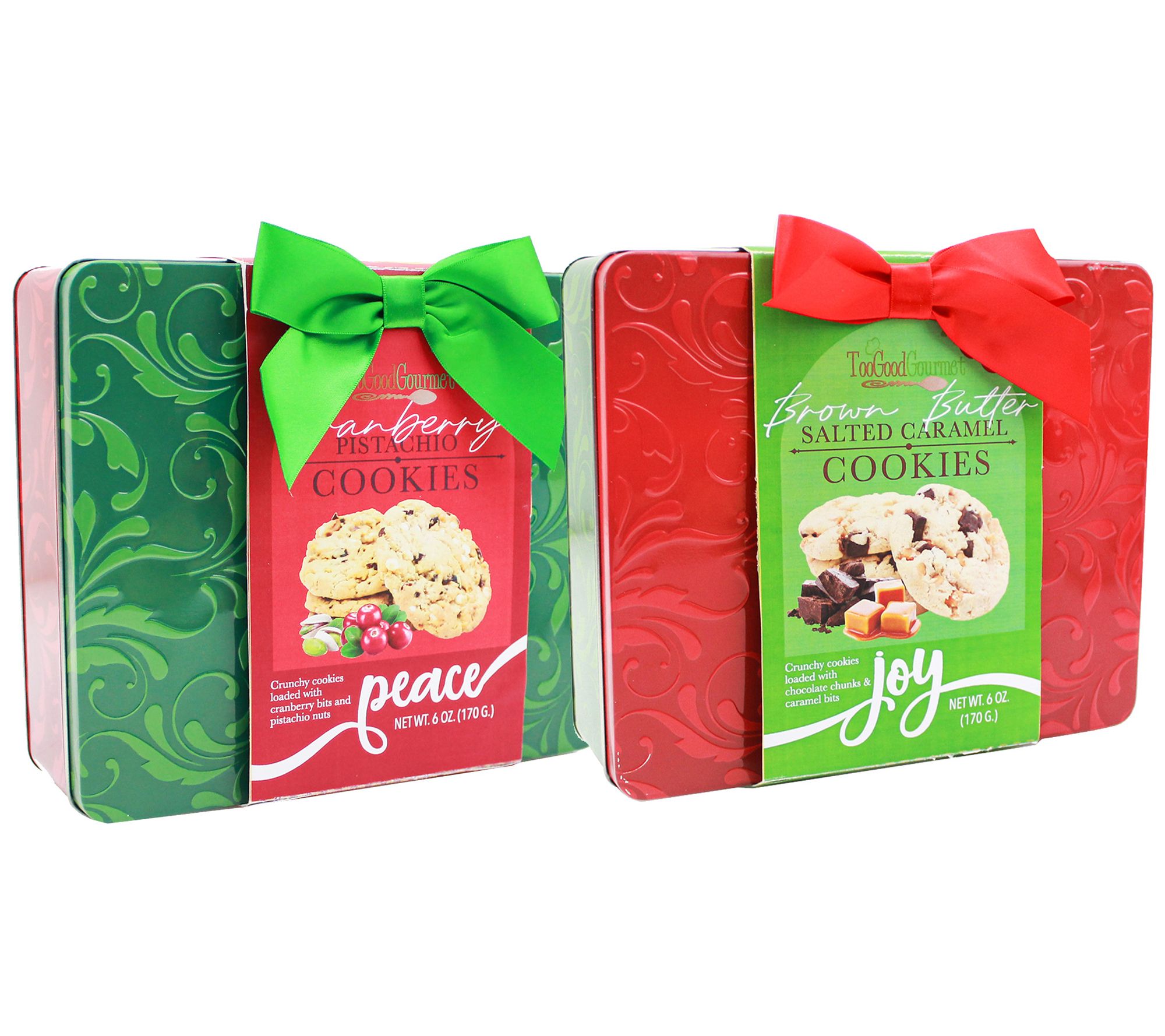 Too Good Gourmet Set of (2) Elegant HolidayCookie Tins