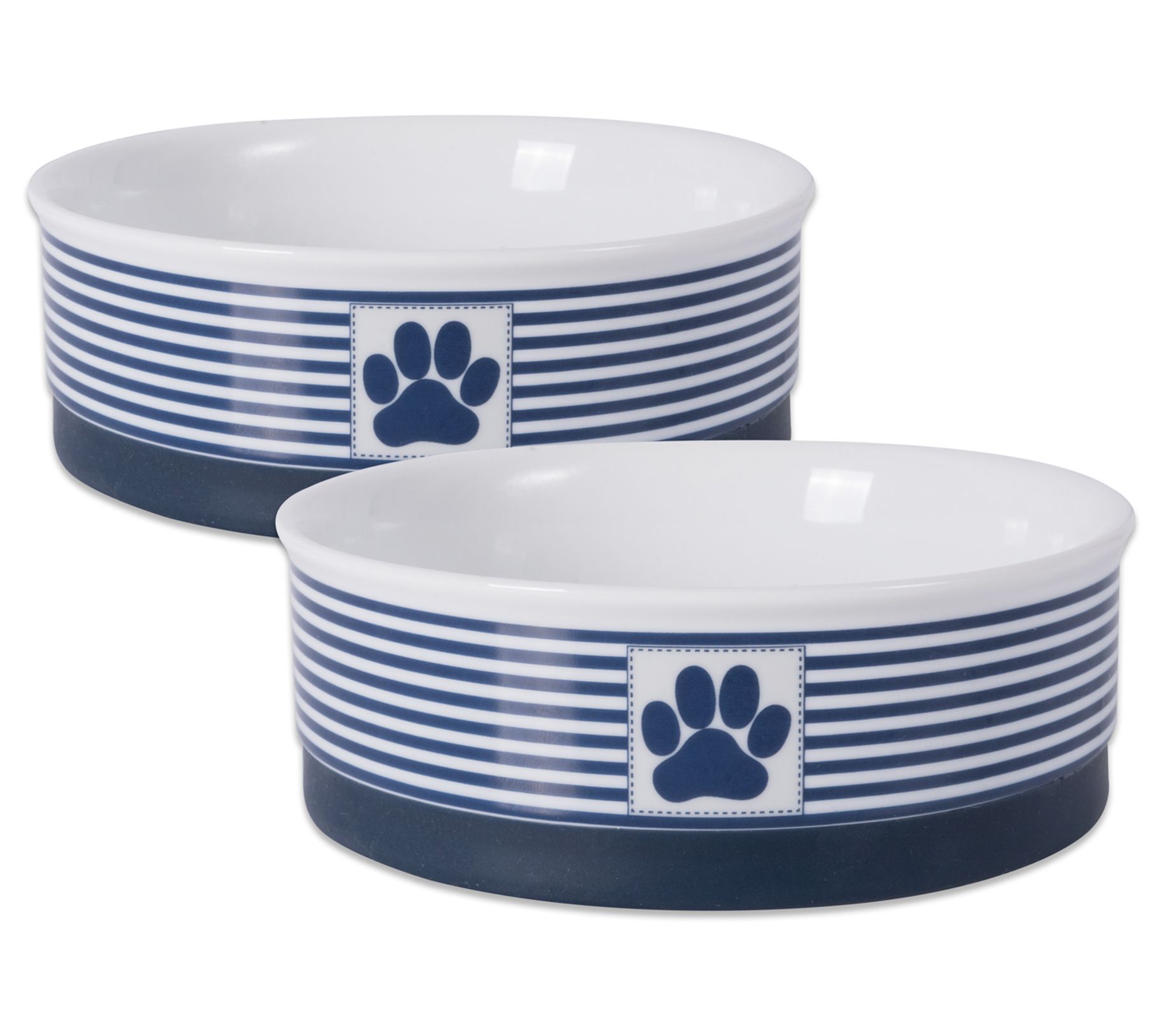 Bone Dry Set of 2 Medium Black Dog Text Pet Bowls 