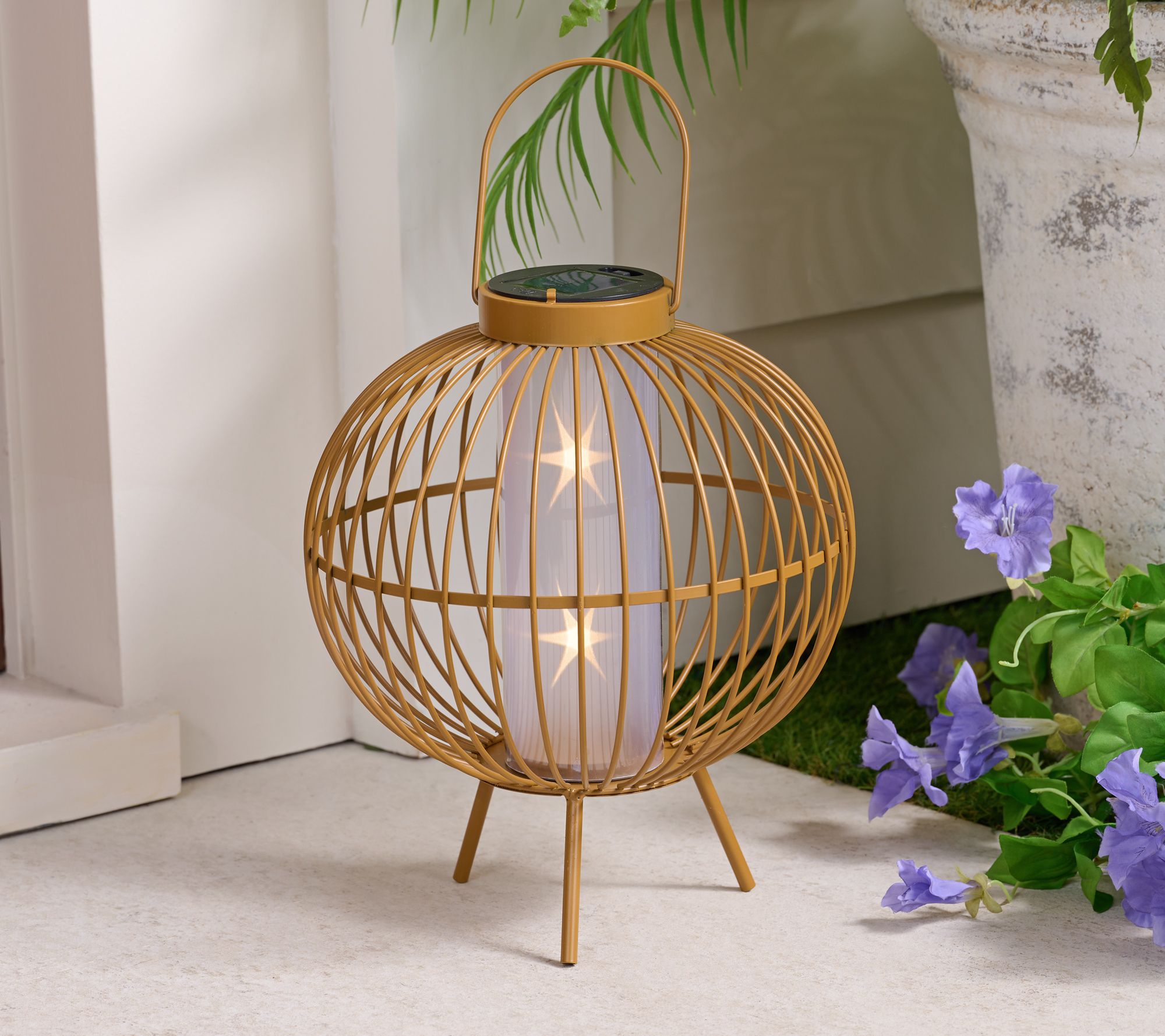 "As Is" Lightscapes Outdoor Safe Solar Metal Lantern w/ Show