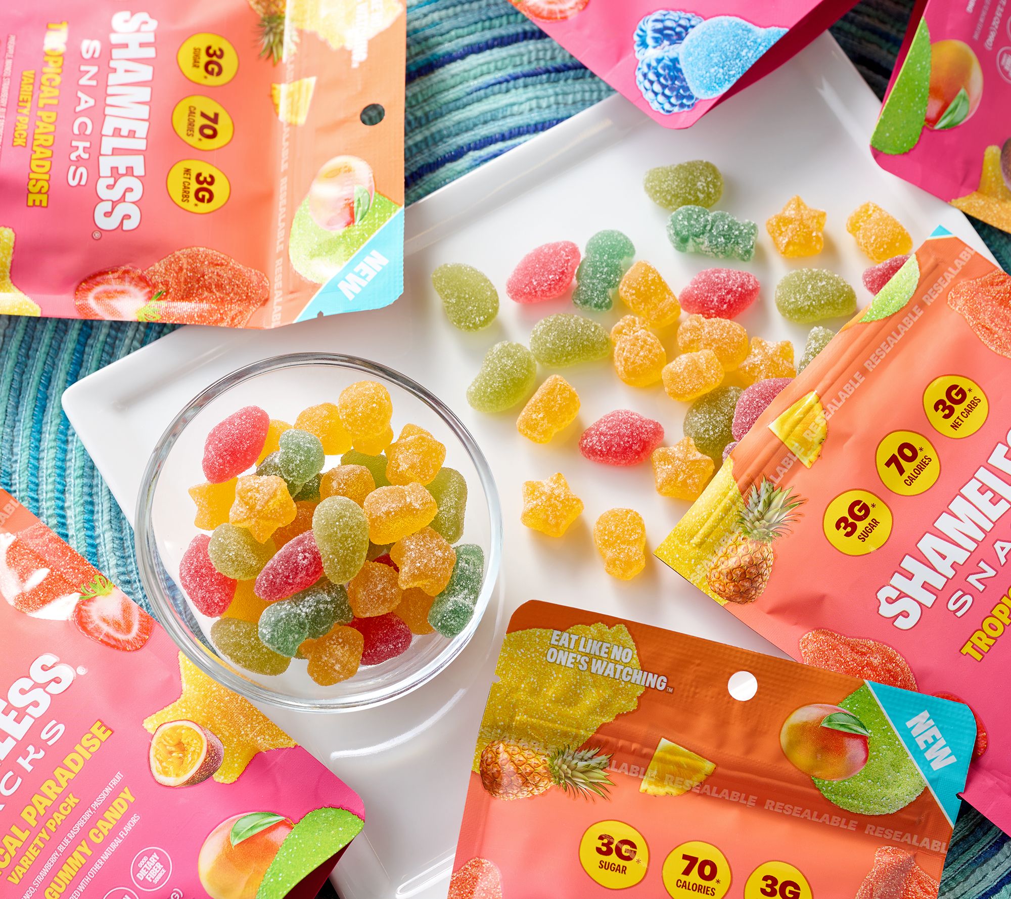 Shameless Snacks (6) 3.5oz Bags of Tropical Gummy Candies