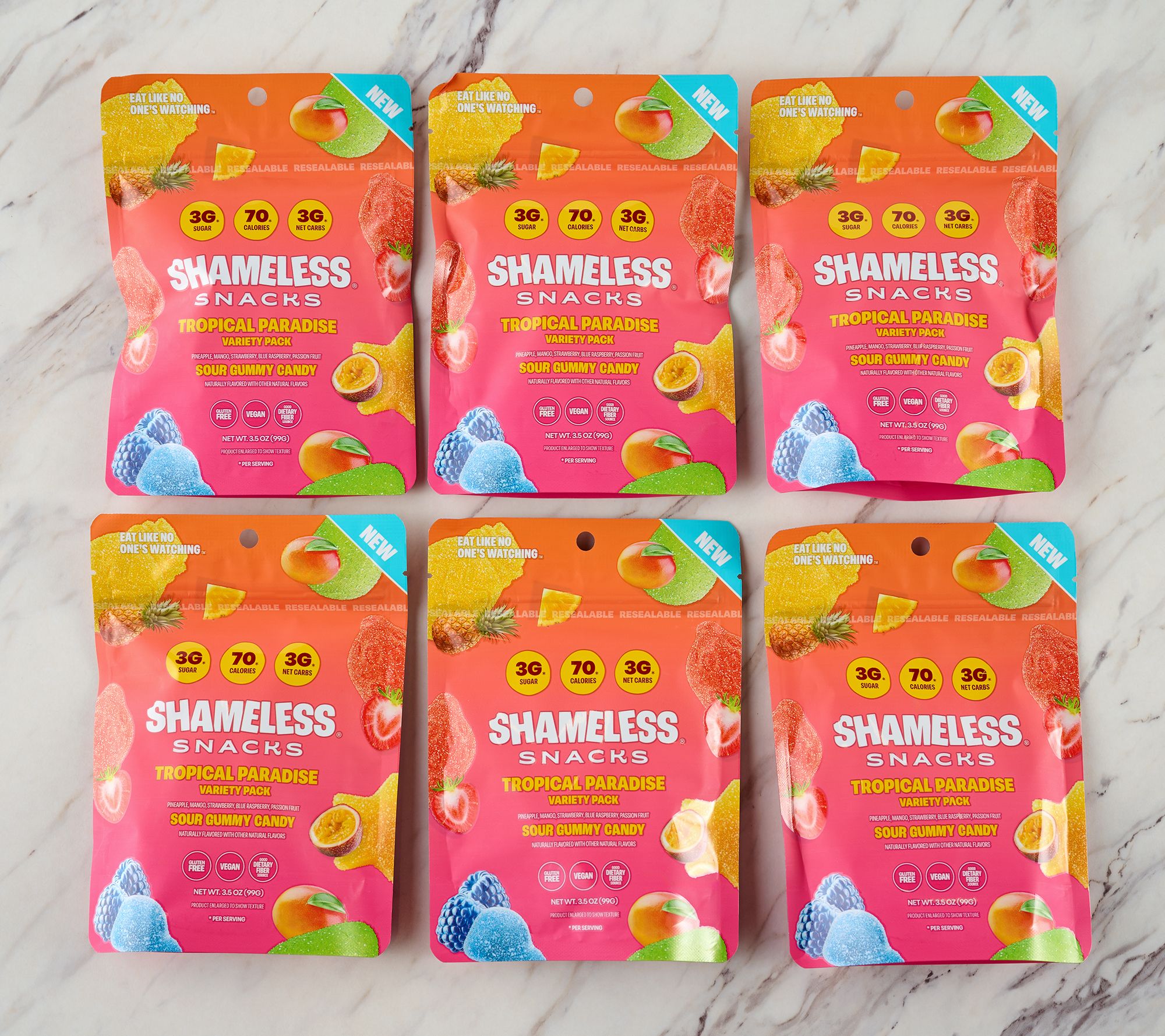 Shameless Snacks (6) 3.5oz Bags of Tropical Gummy Candies - QVC.com