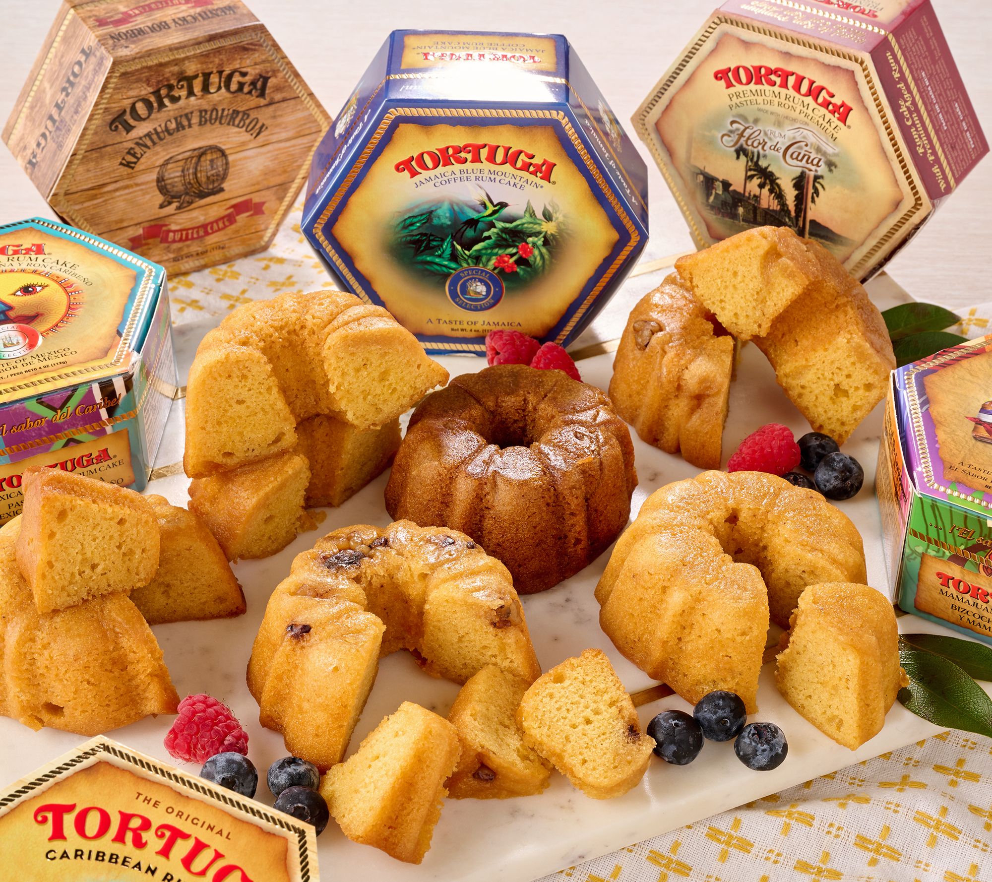 Tortuga Imports (6) 4 oz Rum & Rum & Spirit Cakes in Gift Box