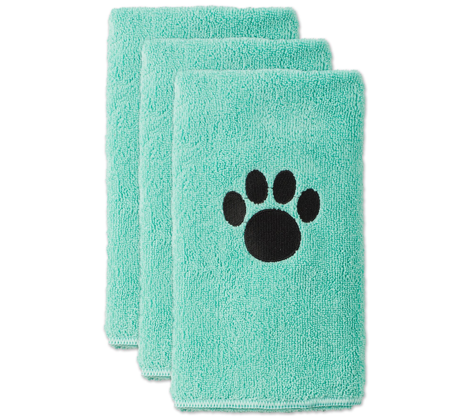 Bone Dry Embroidered Paw Pet Towel 15" x 30" Set of 3