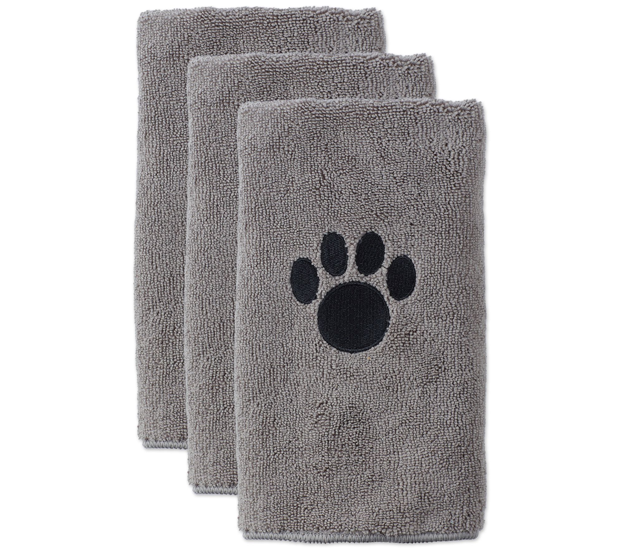 Bone Dry Embroidered Paw Pet Towel 15" x 30" Se t of 3