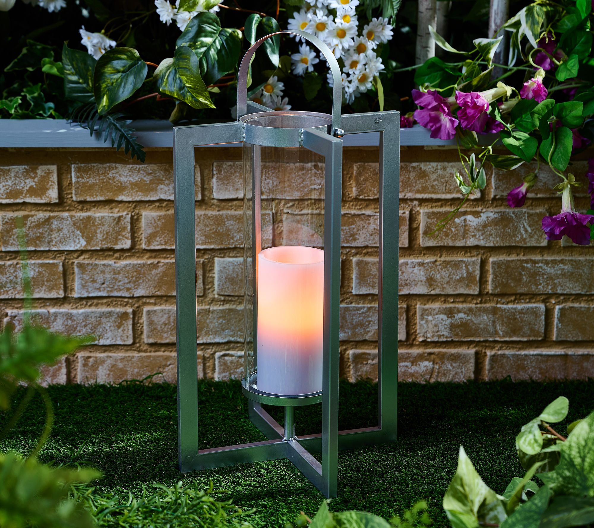 Scott Living 15" Outdoor Metal Lantern with LED Candle