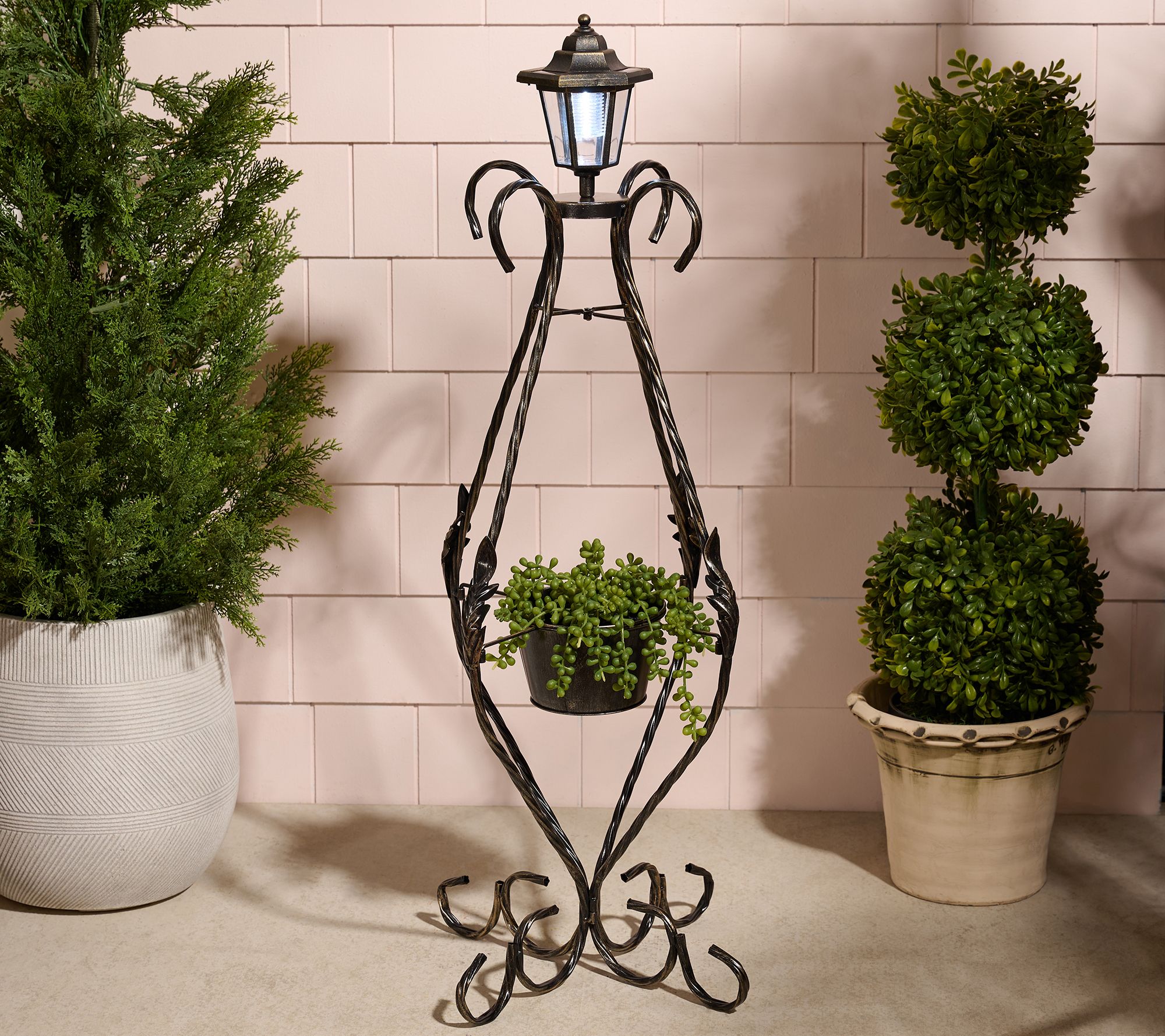 Garden Reflections Outdoor Planter Holder with Solar Light