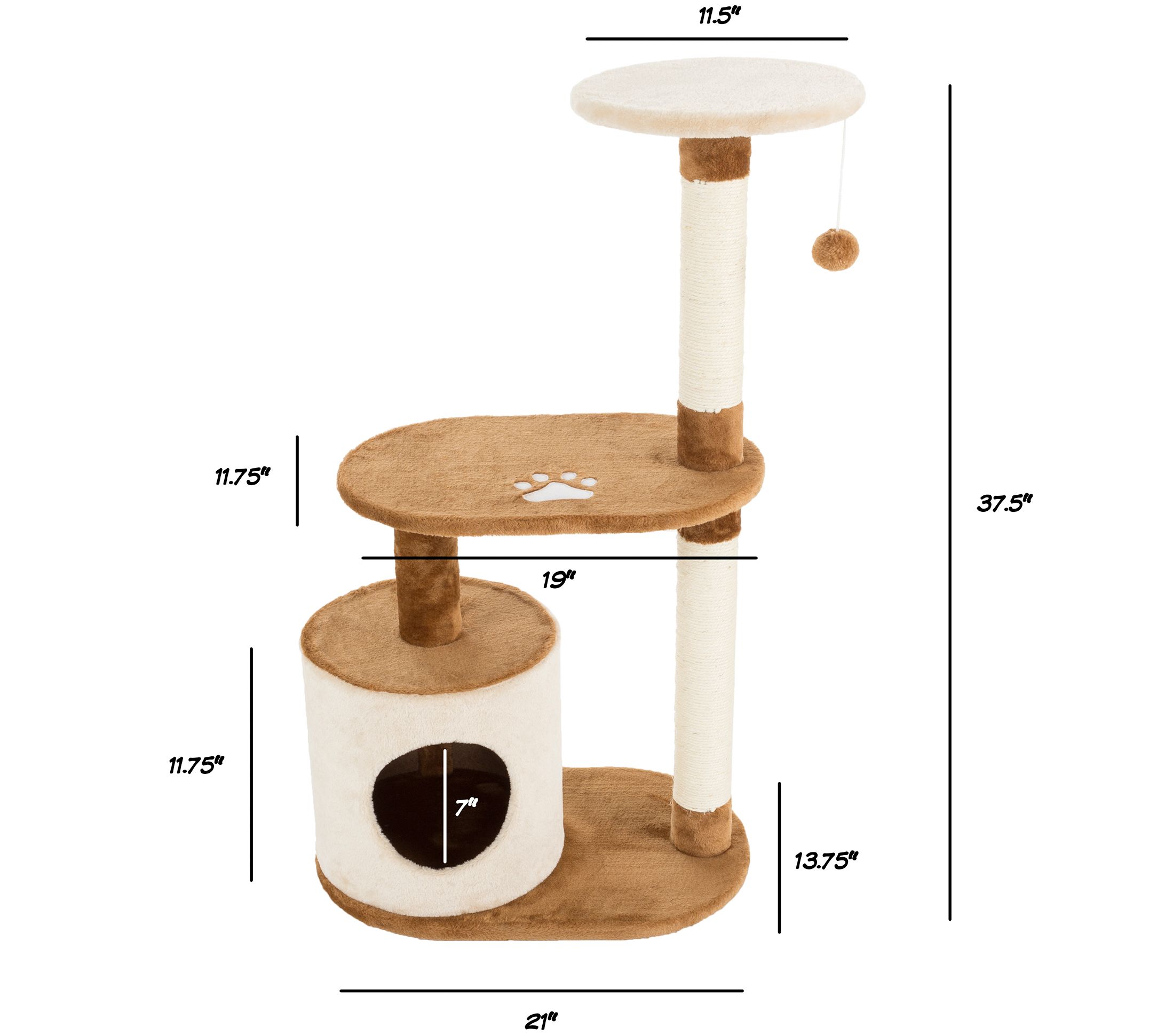 Petmaker Cat Tree Condo 3Tier with Toy